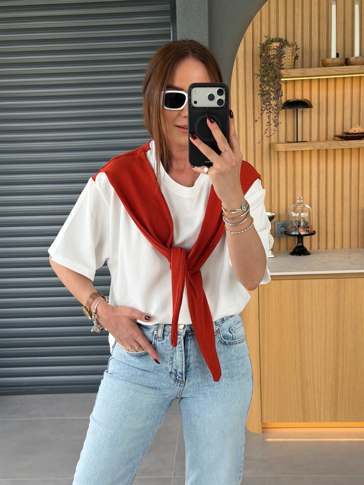 Şal Bağlamalı Tshirt KİREMİT