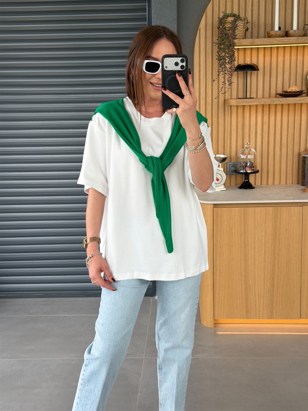 Şal Bağlamalı Tshirt YEŞİL