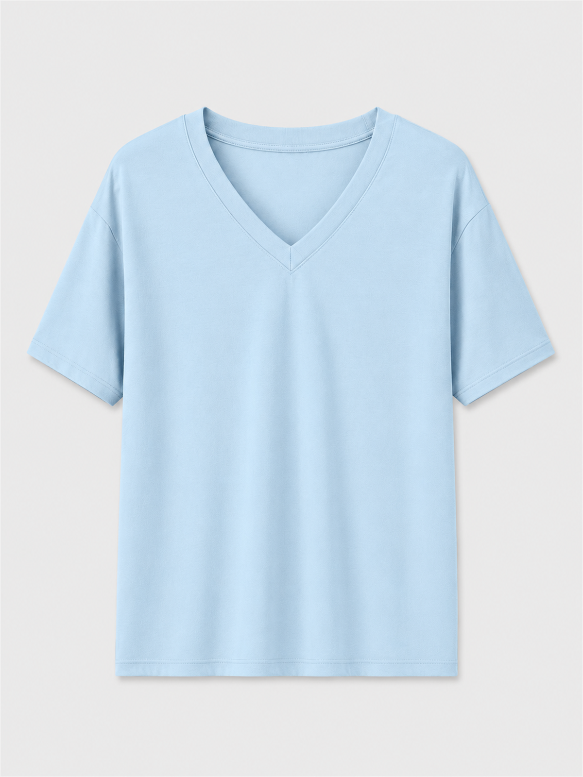V Yaka Tshirt AÇIK MAVİ