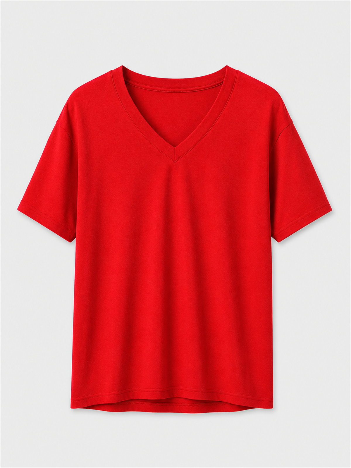 V Yaka Tshirt KIRMIZI