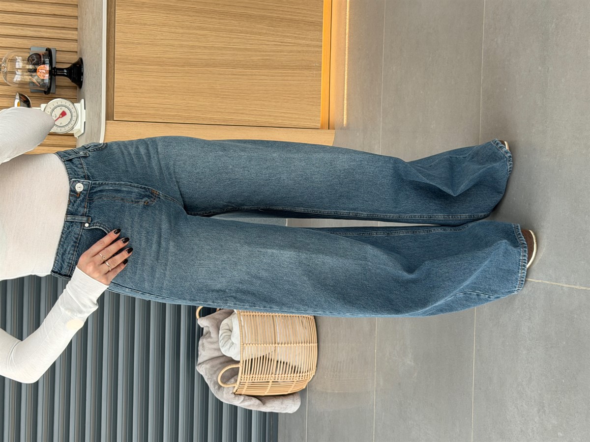 Wide Leg Kemerli Jean GRİ