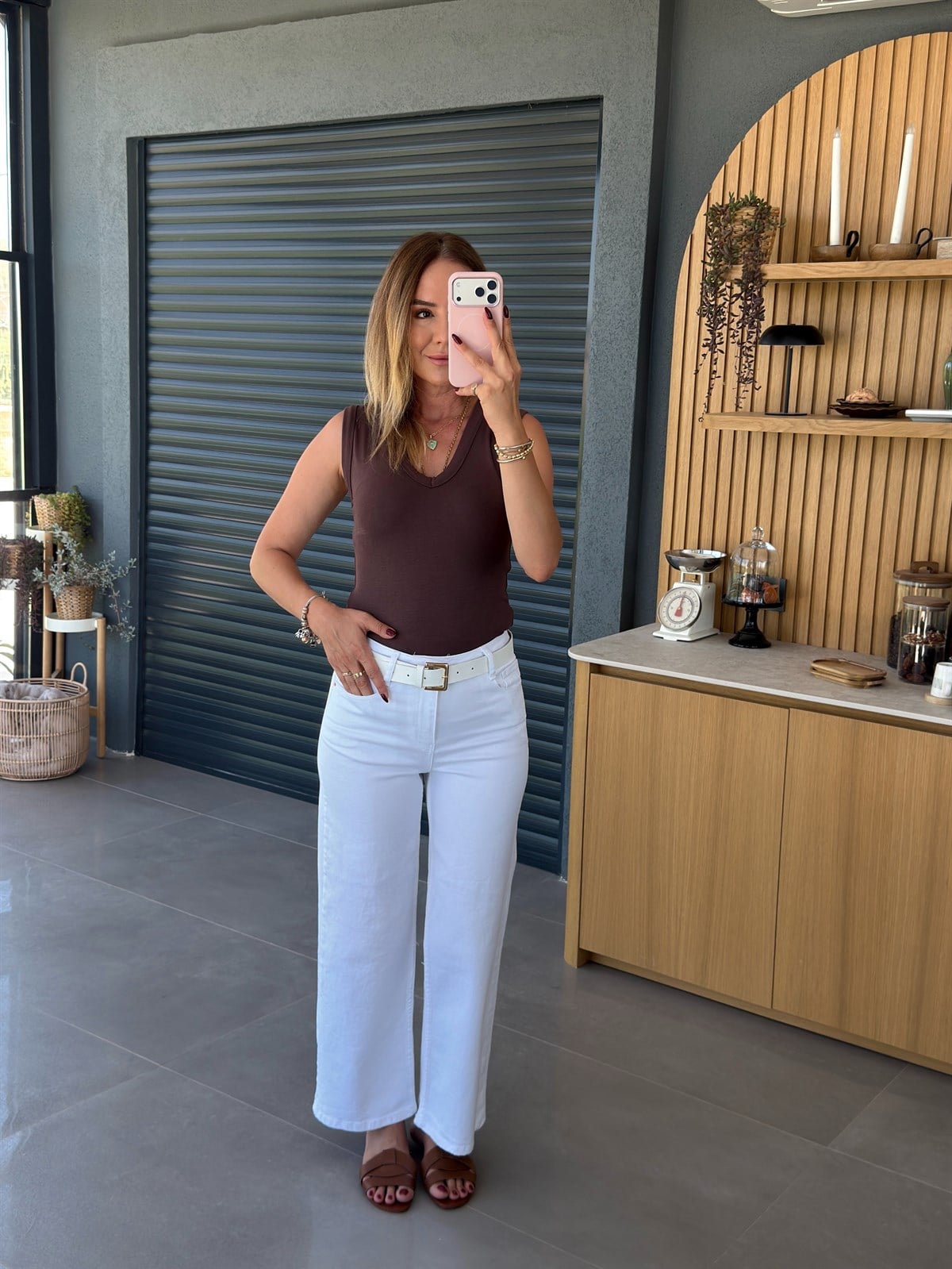 Yüksek Bel Culotte Jean BEYAZ