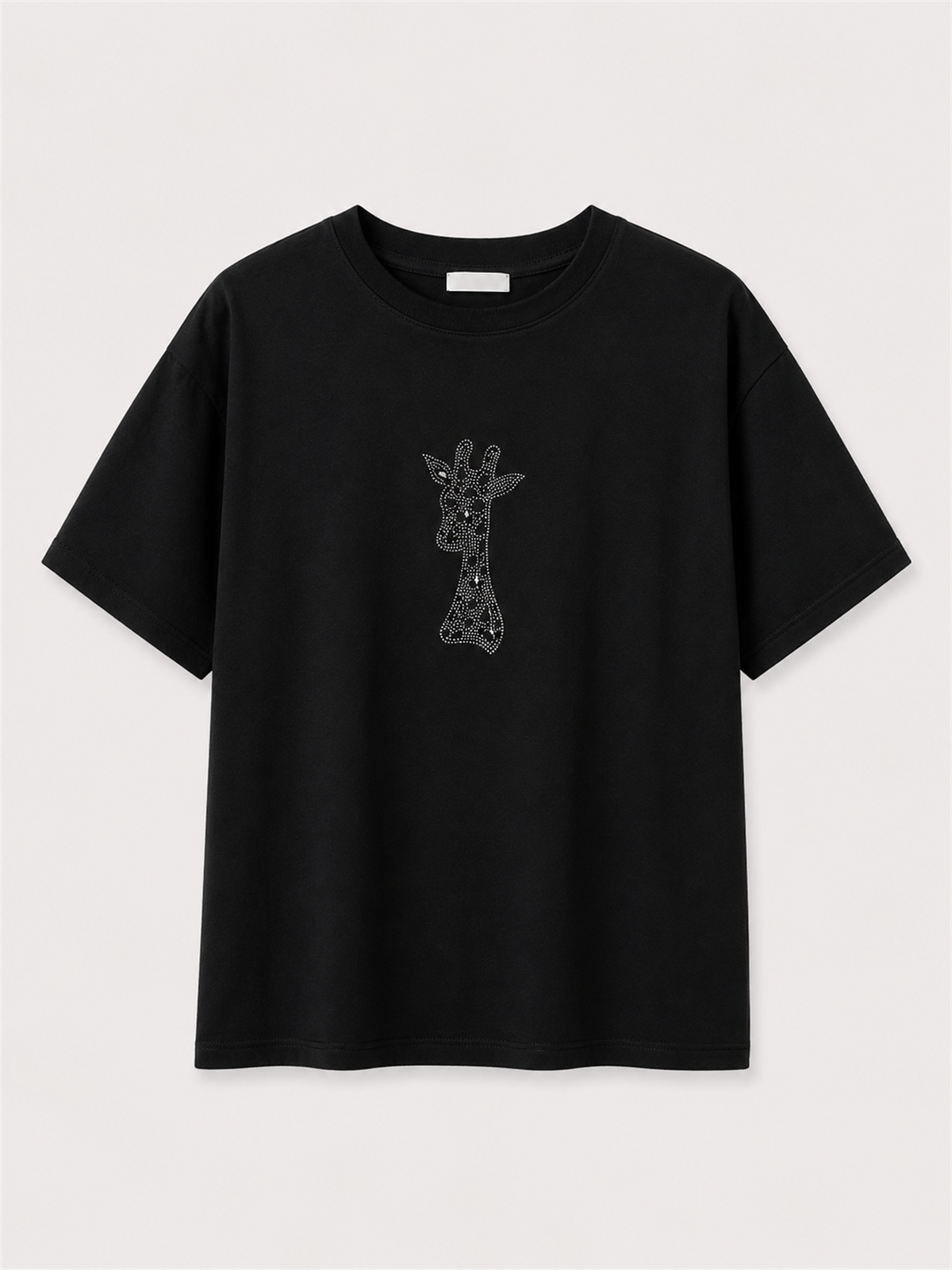 Zürafa Taşlı Tshirt SİYAH