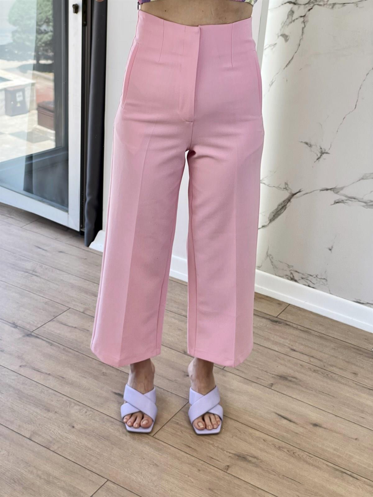 2000 ÖNÜ FİLETOLU BOL PAÇA PANTOLON PEMBE