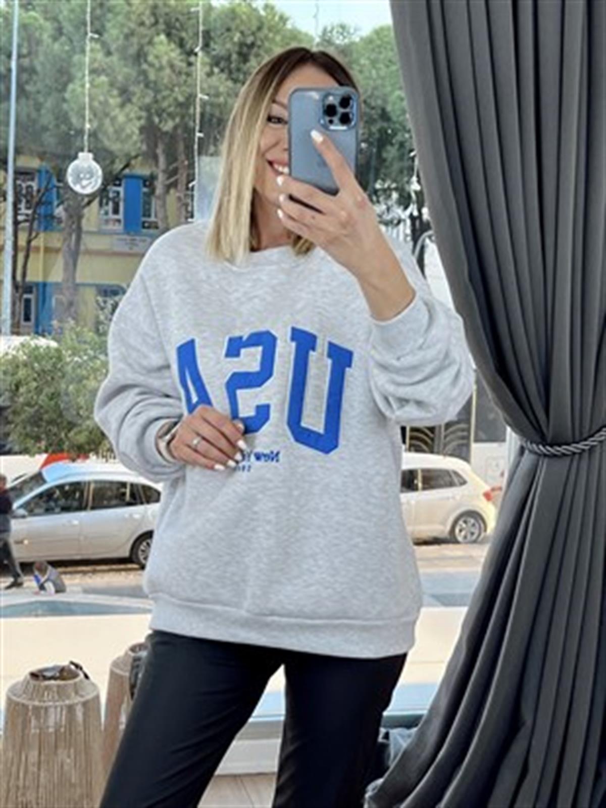 23K17683 ÖNÜ NAKIŞLI SWEAT GRİ