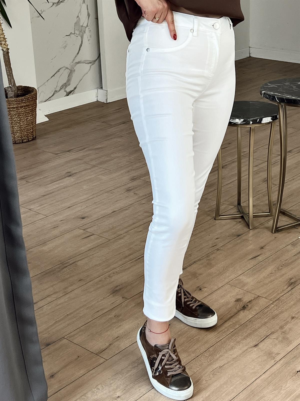 Arkası Cepli Full Likralı Pantolon BEYAZ