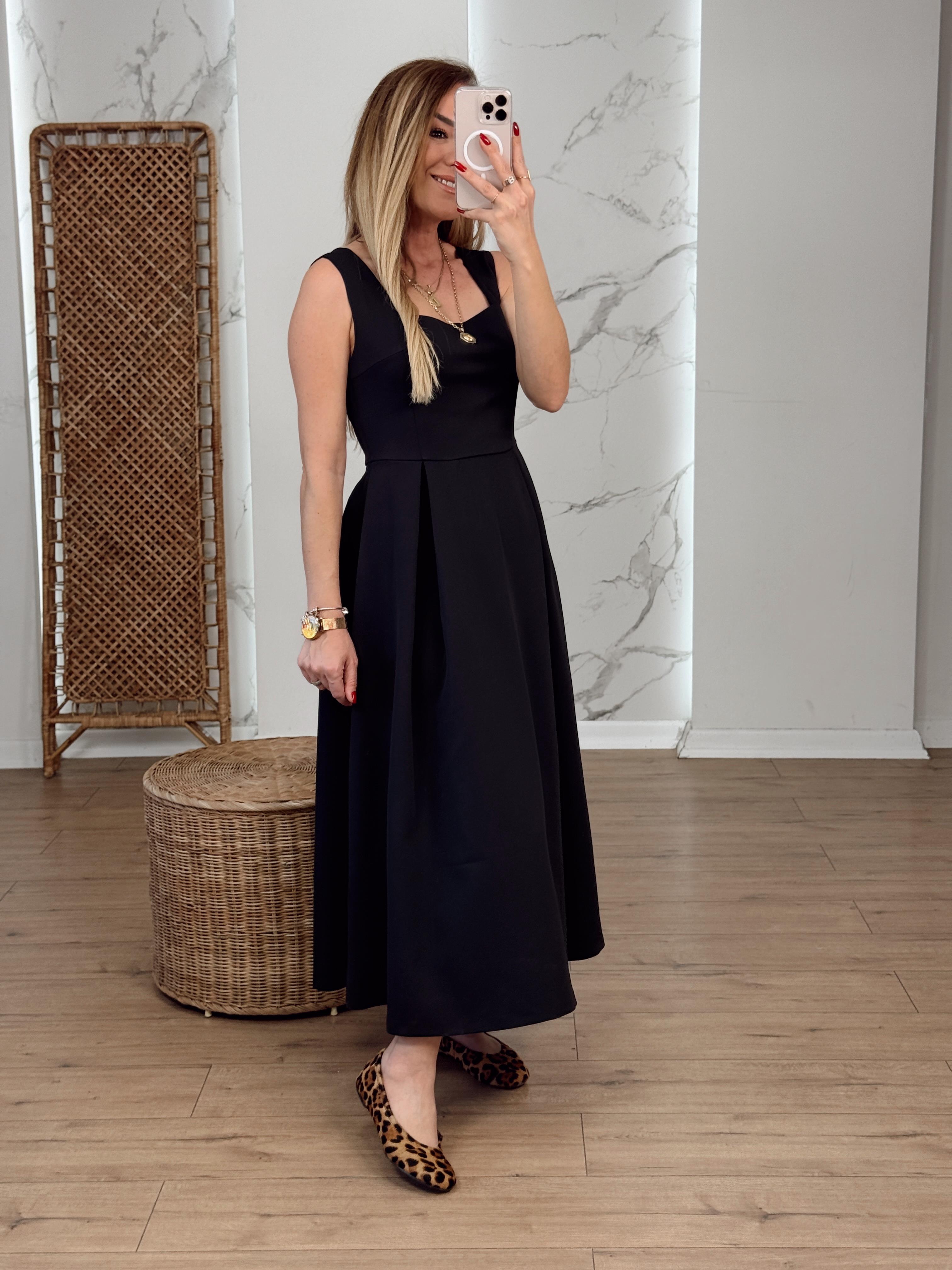 Askılı Balon Elbise SİYAH