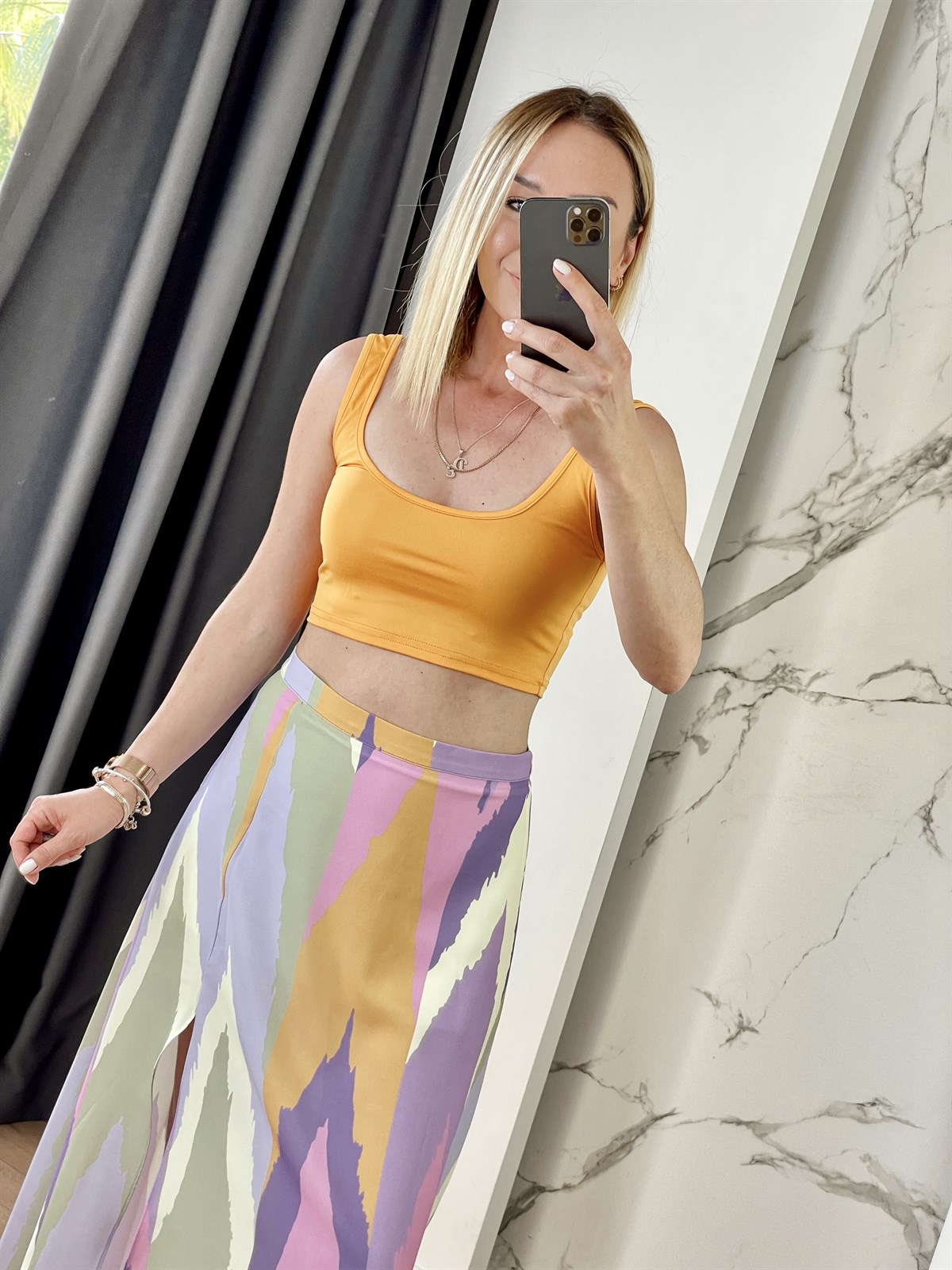 Askılı Crop Bluz Turuncu