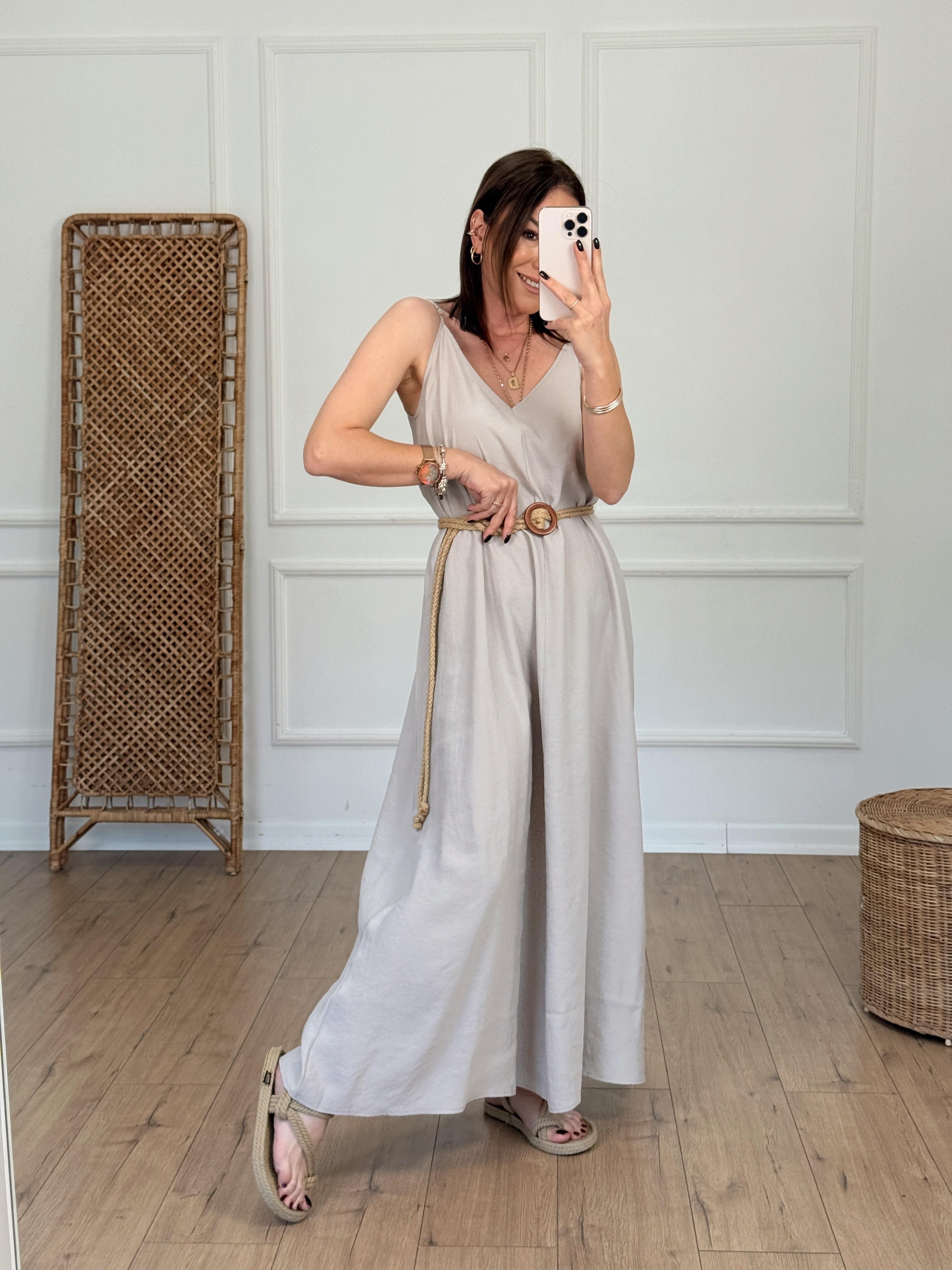 Askılı V Yaka Elbise TAŞ