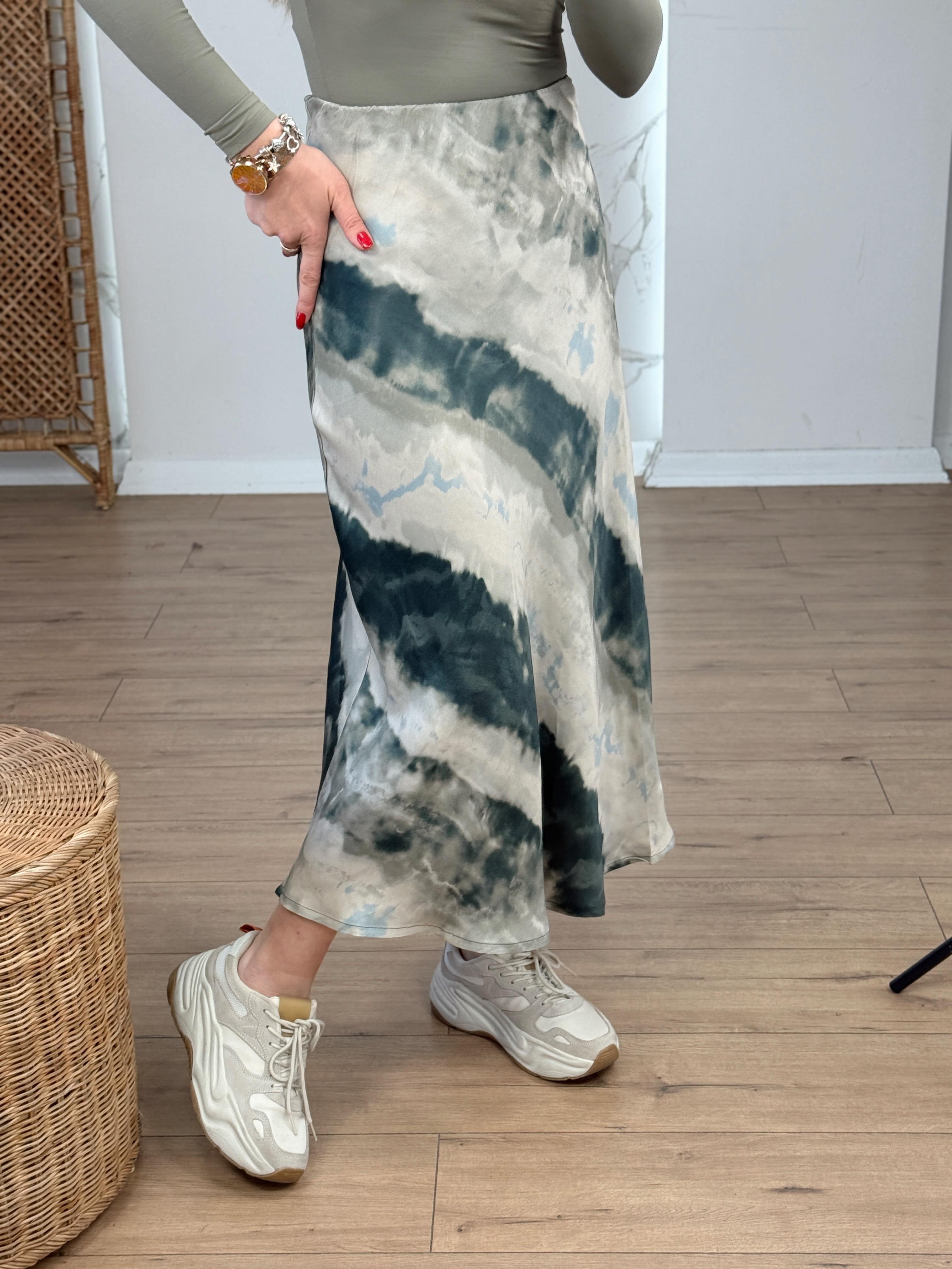 Batik Desenli Saten Etek HAKİ