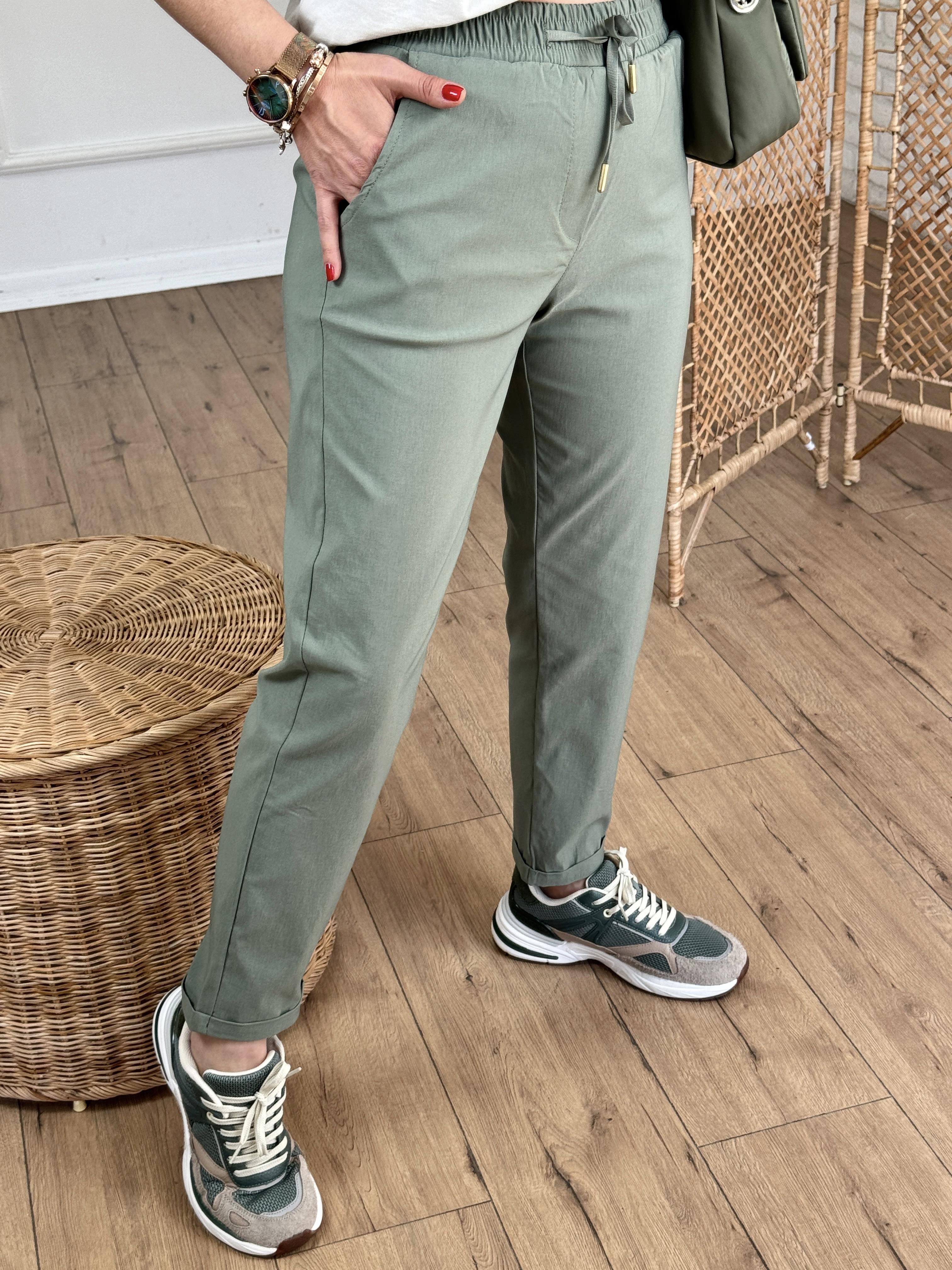 Beli Lastikli Duble Paça Pantolon HAKİ