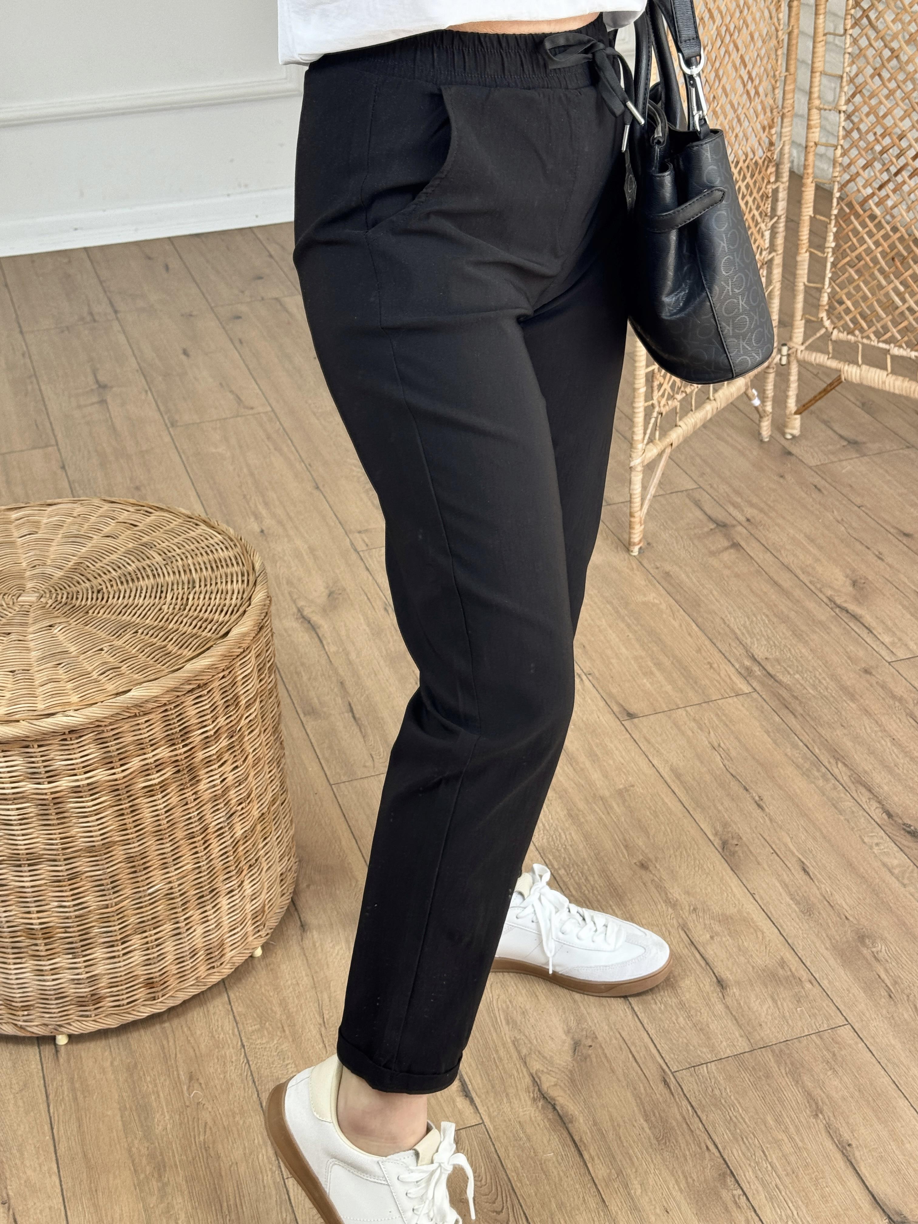 Beli Lastikli Duble Paça Pantolon SİYAH