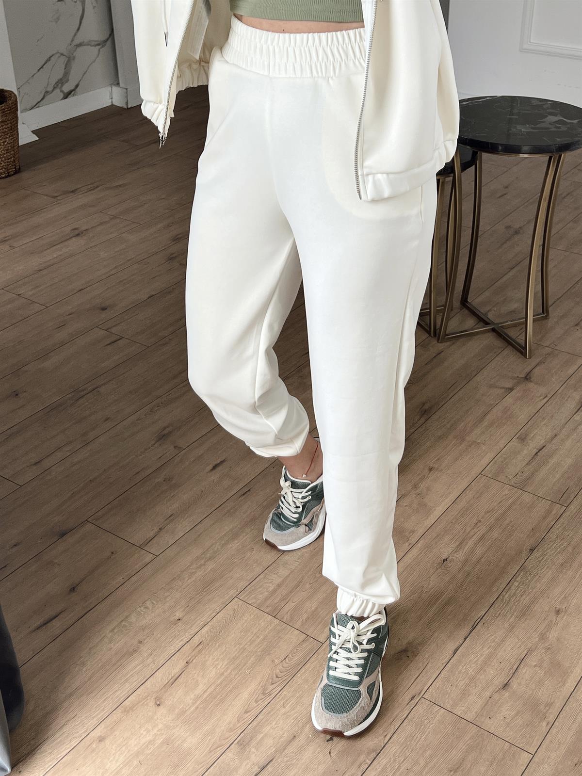 Beli Lastikli Jogger Eşofman Altı EKRU