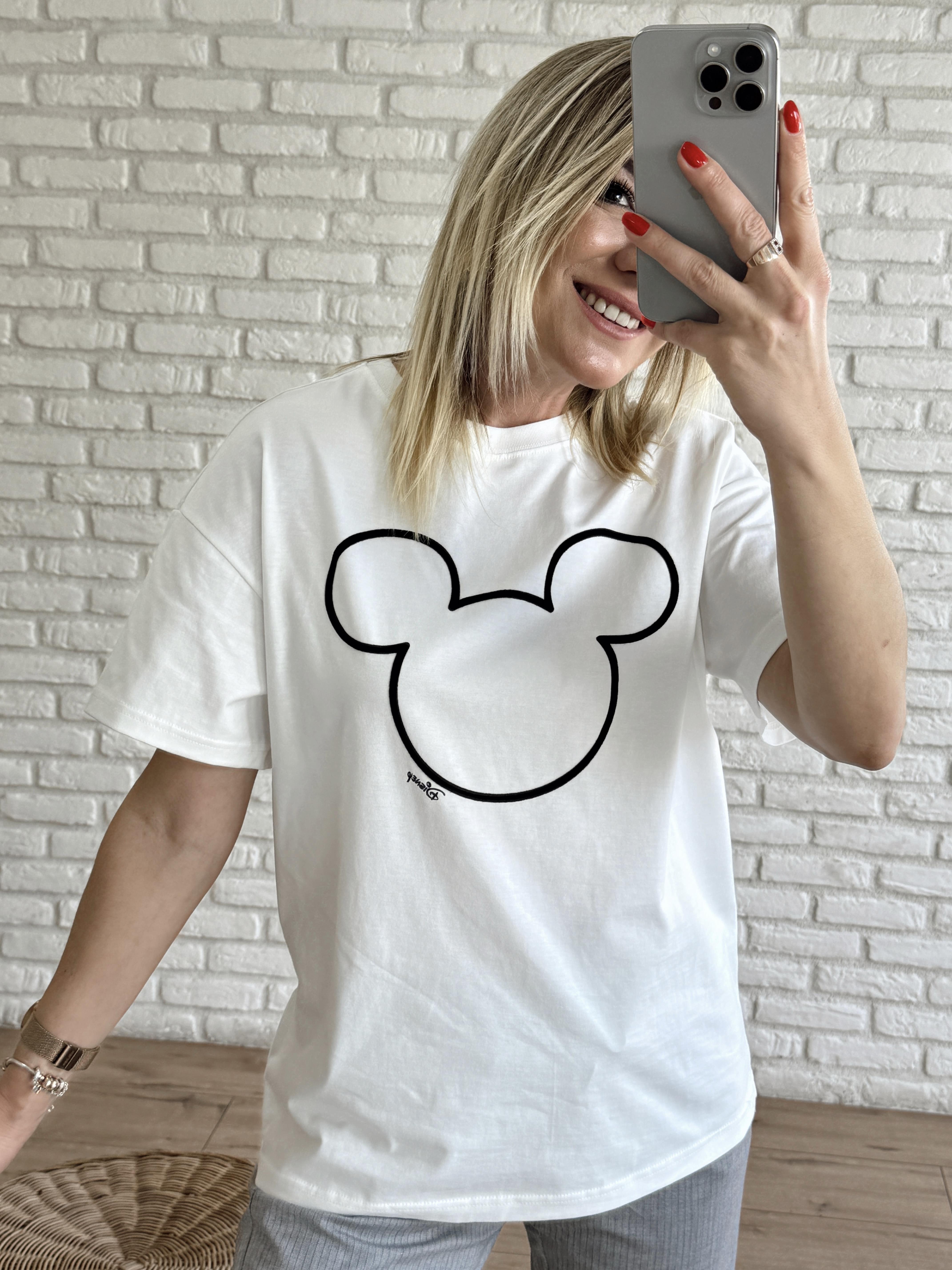 Bisiklet Yaka Baskılı Tshirt EKRU