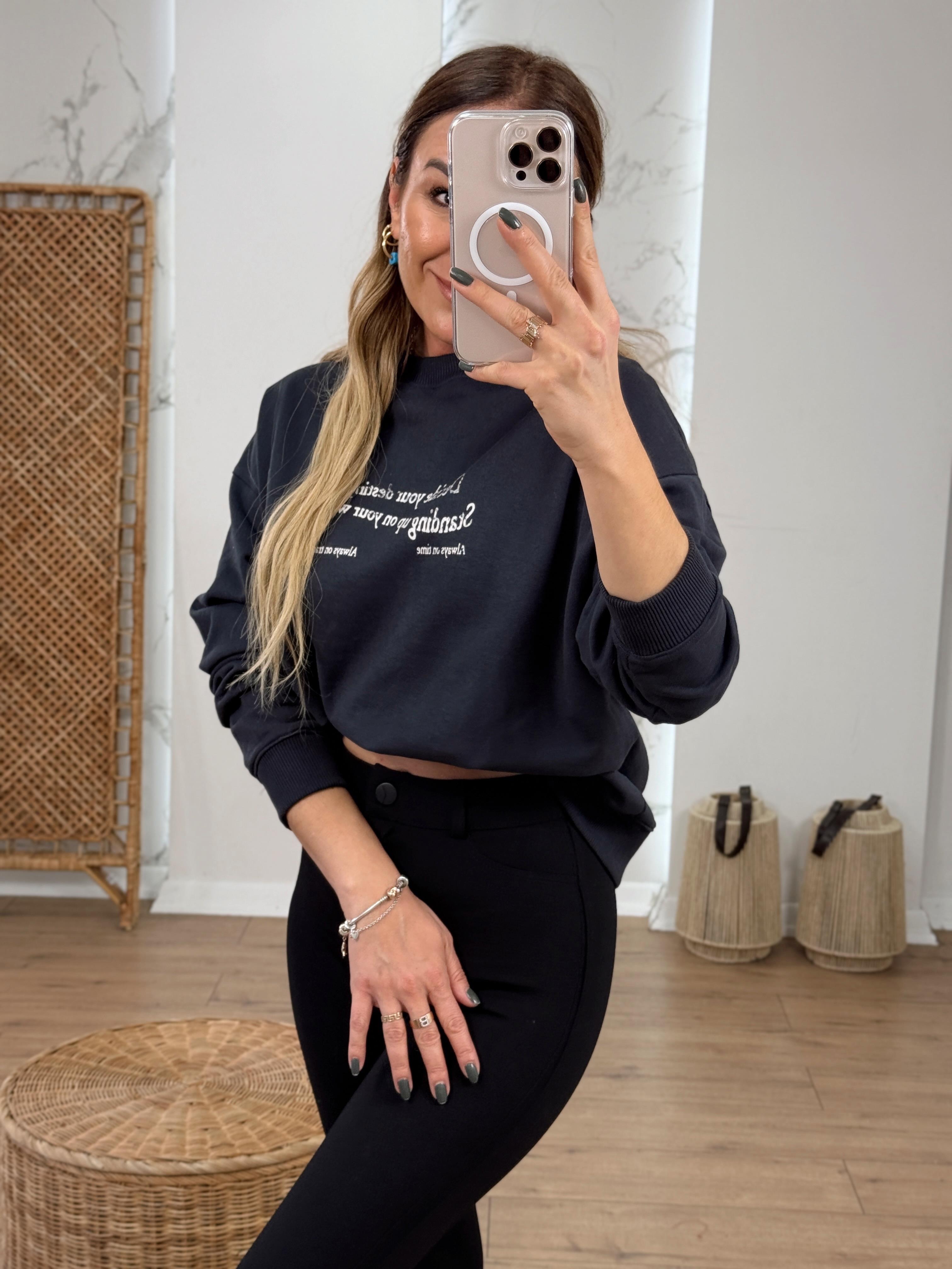 Bisiklet Yaka İçi Şardonlu Sweat ANTRASİT