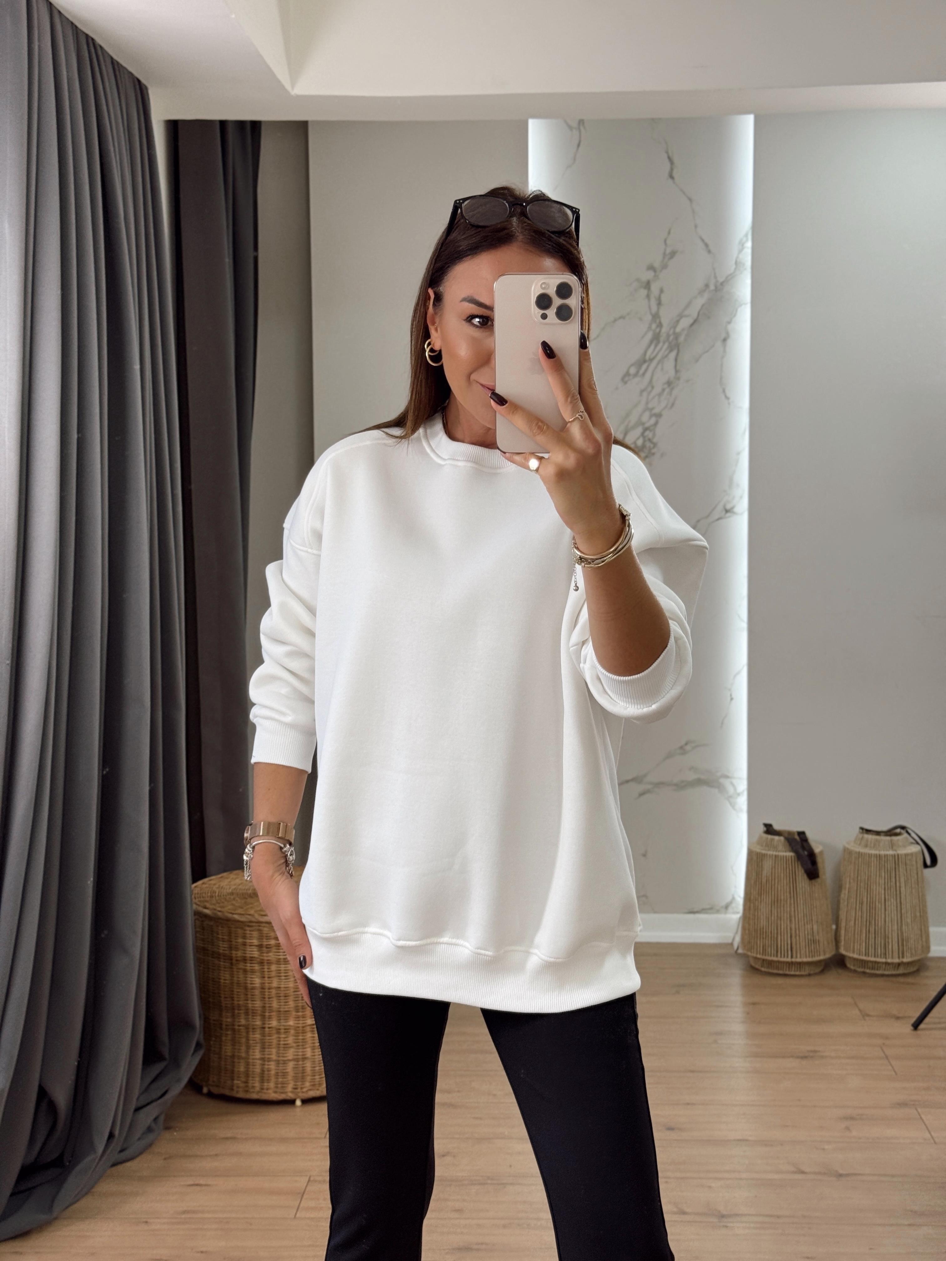 Bisiklet Yaka İçi Şardonlu Sweat EKRU