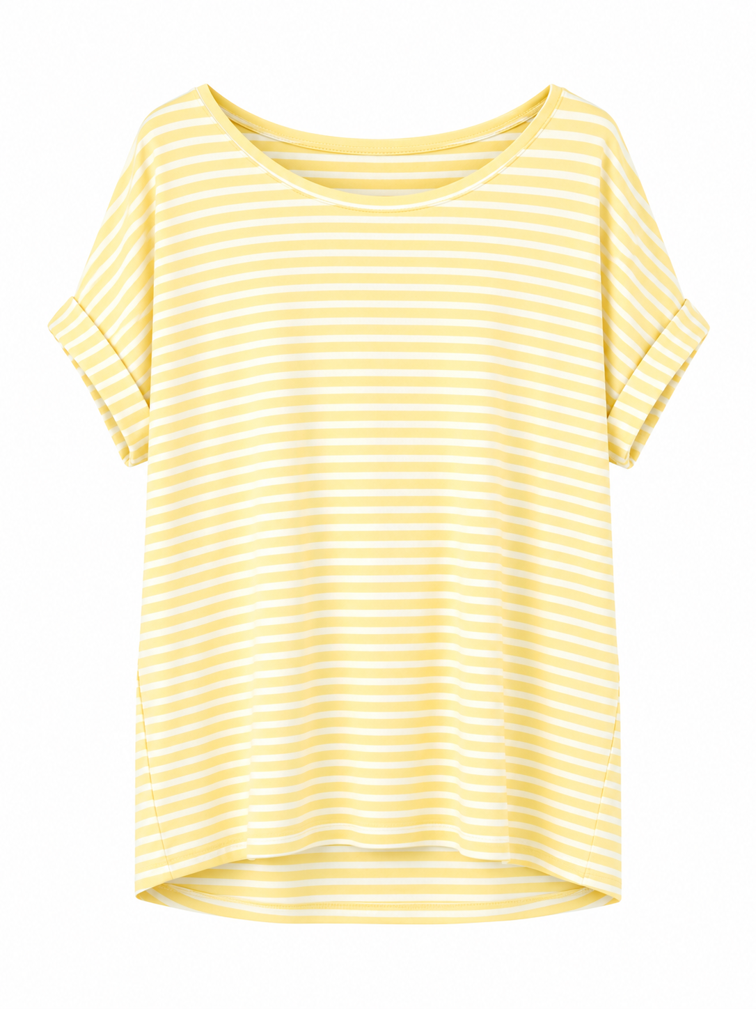Bisiklet Yaka Kolsuz Çizgili Tshirt SARI