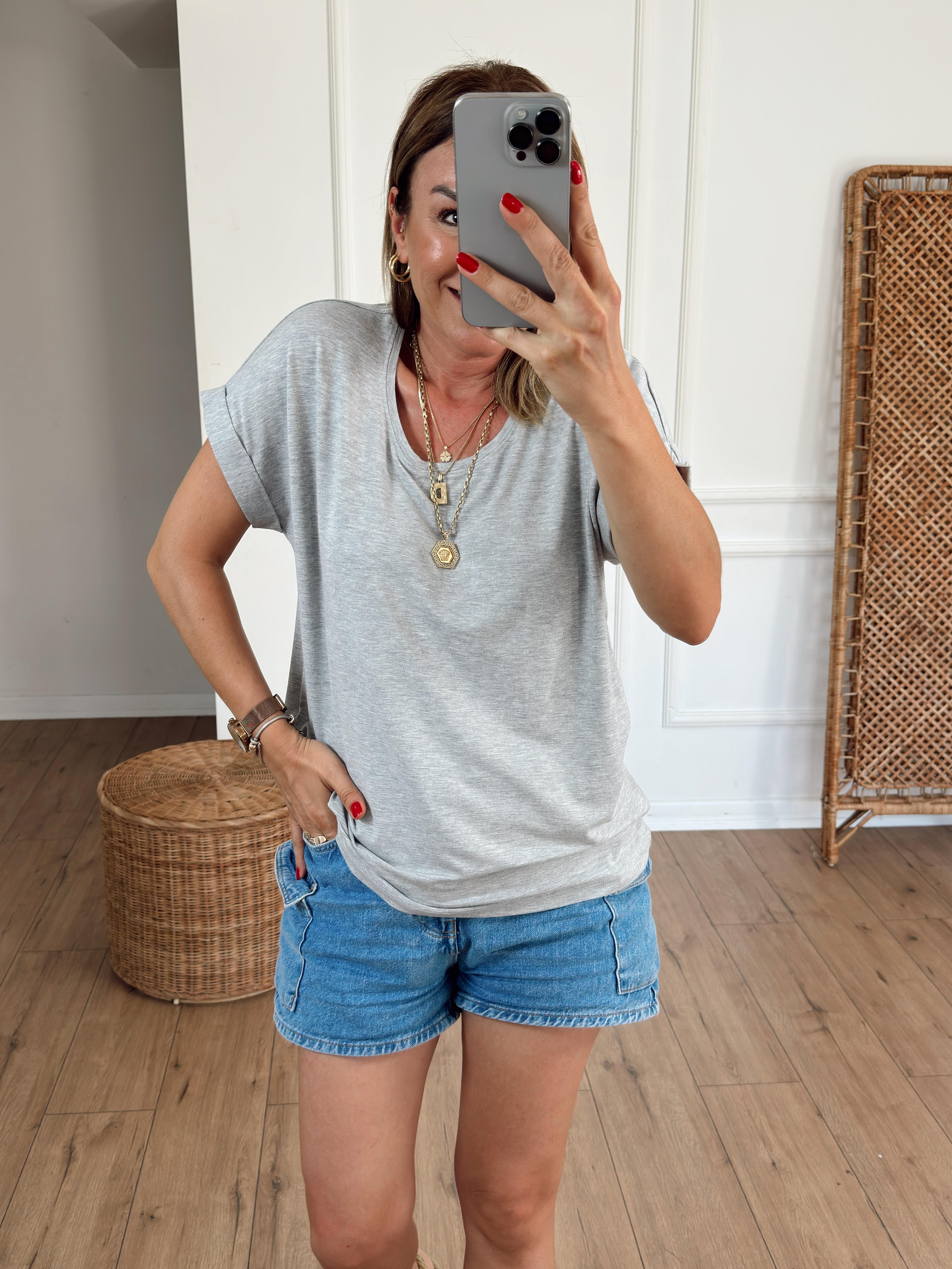 Bisiklet Yaka Kolsuz Tshirt GRİ