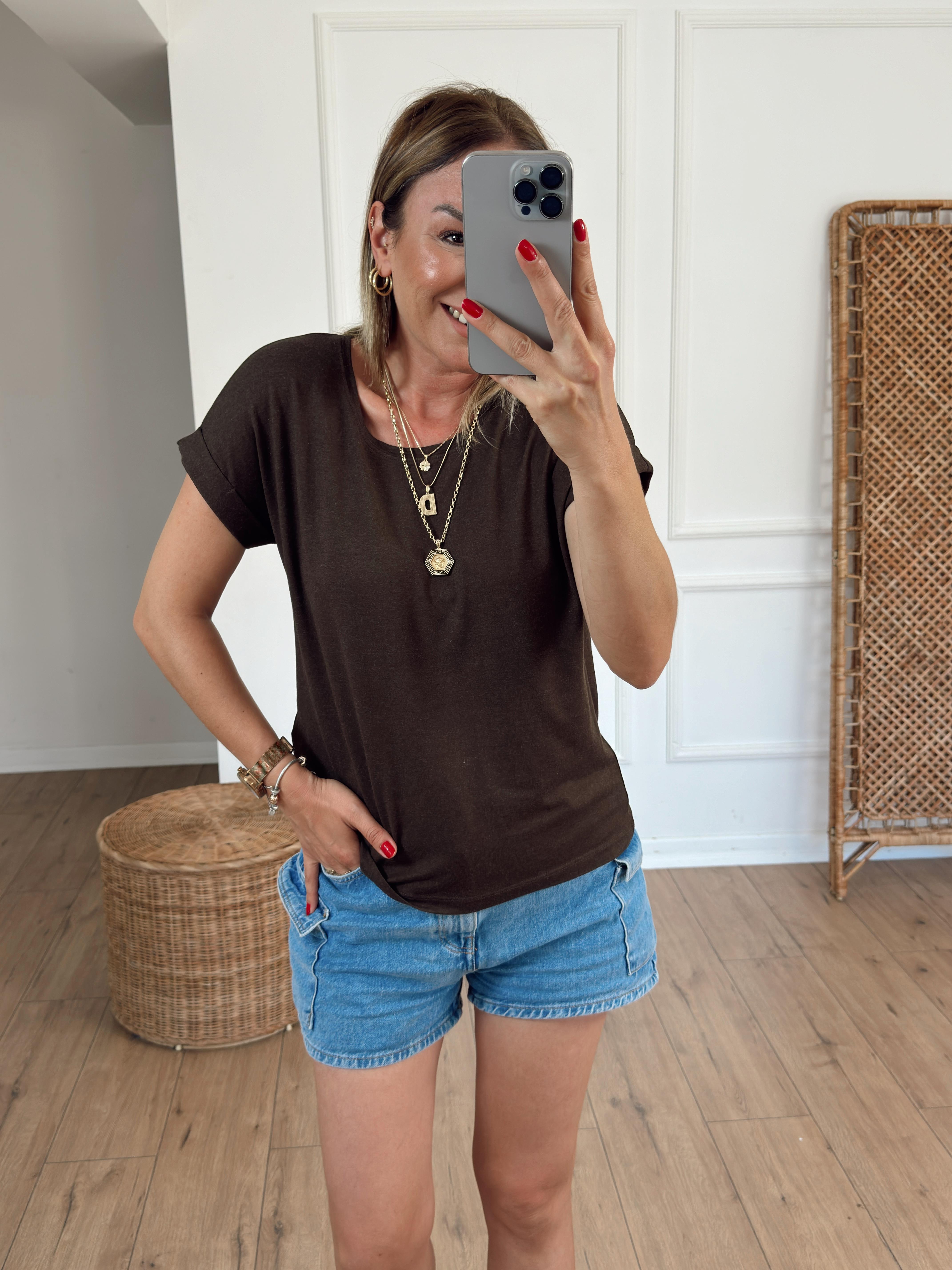 Bisiklet Yaka Kolsuz Tshirt KAHVE