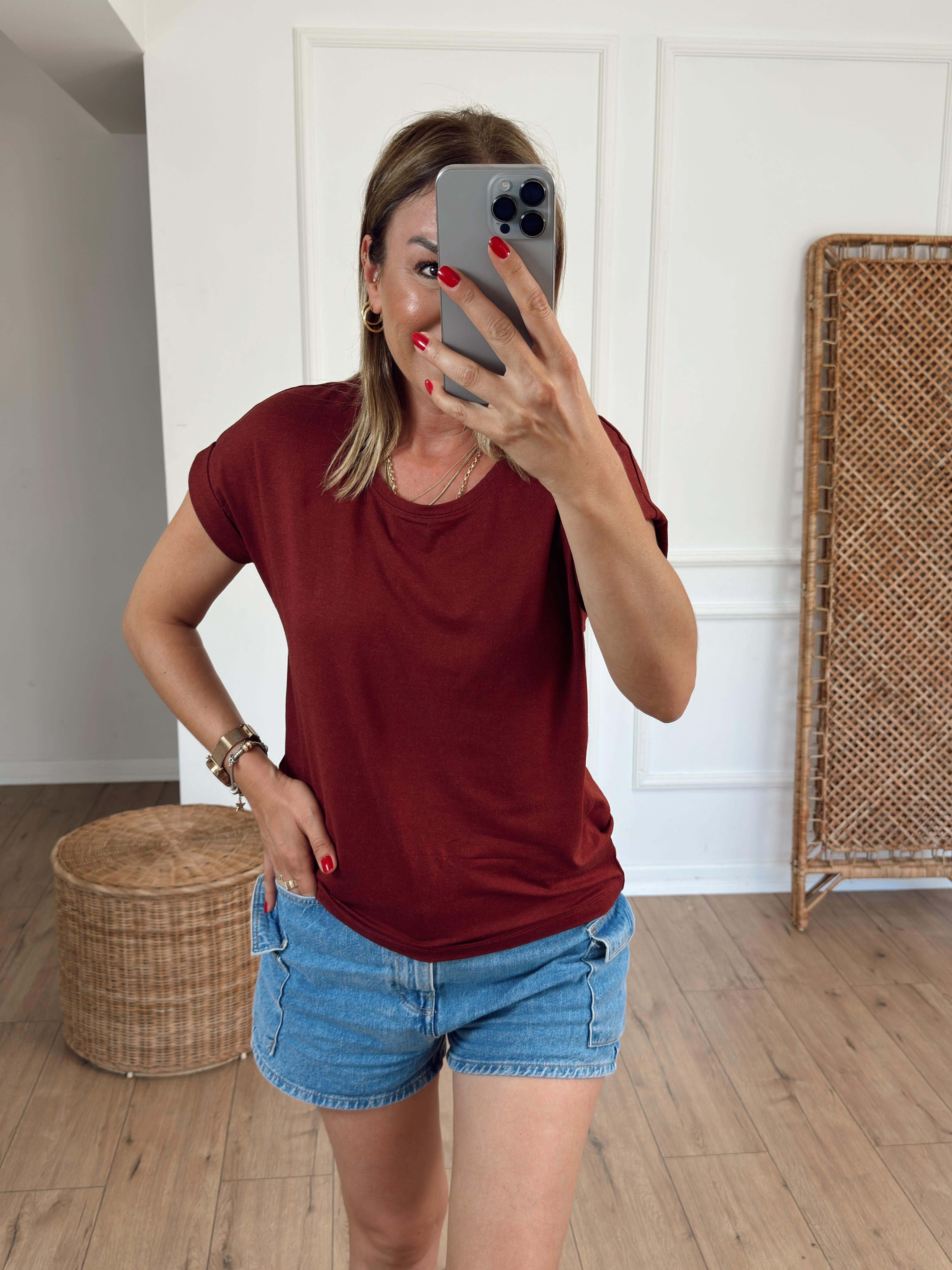 Bisiklet Yaka Kolsuz Tshirt KİREMİT