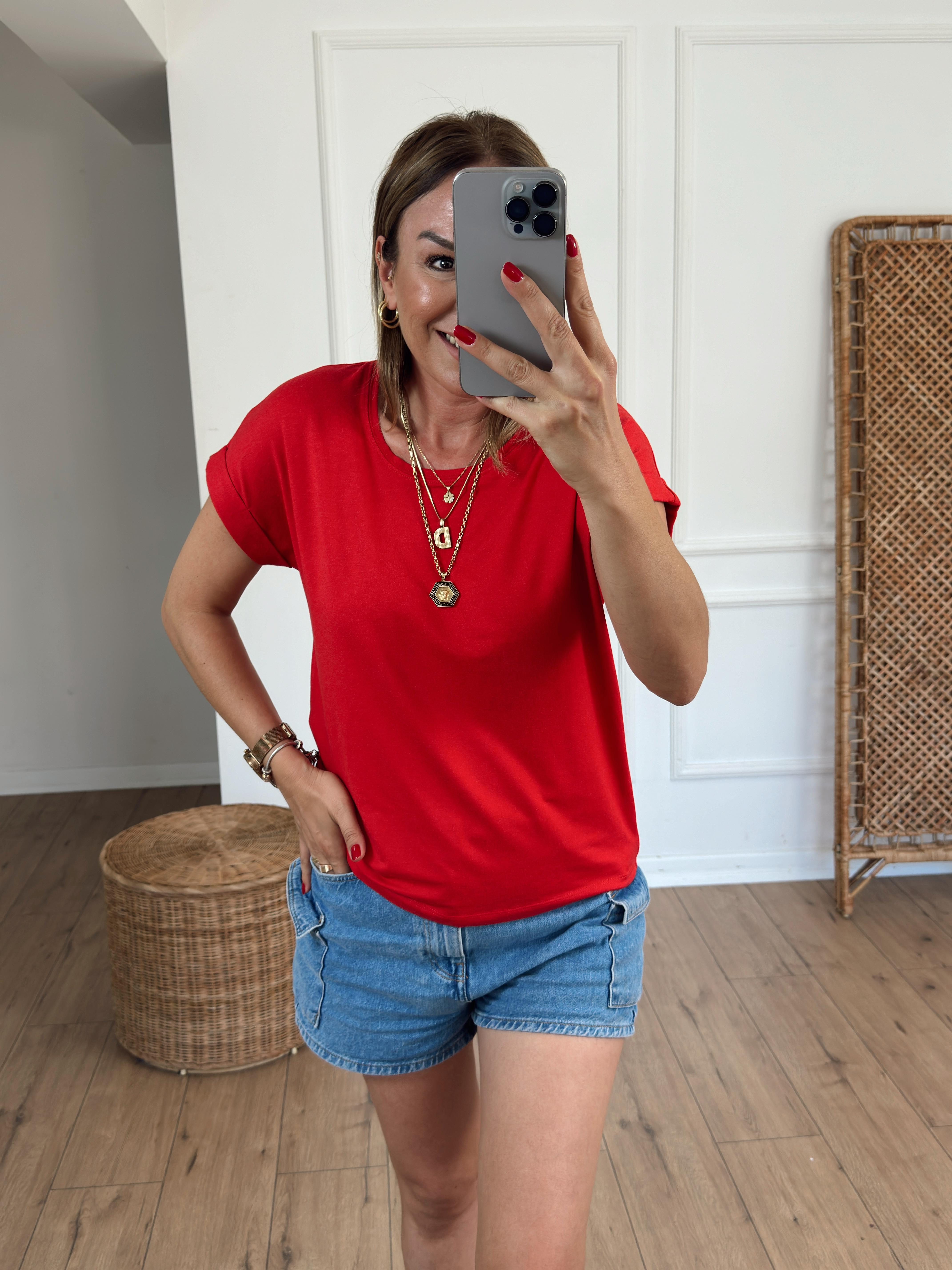 Bisiklet Yaka Kolsuz Tshirt KIRMIZI