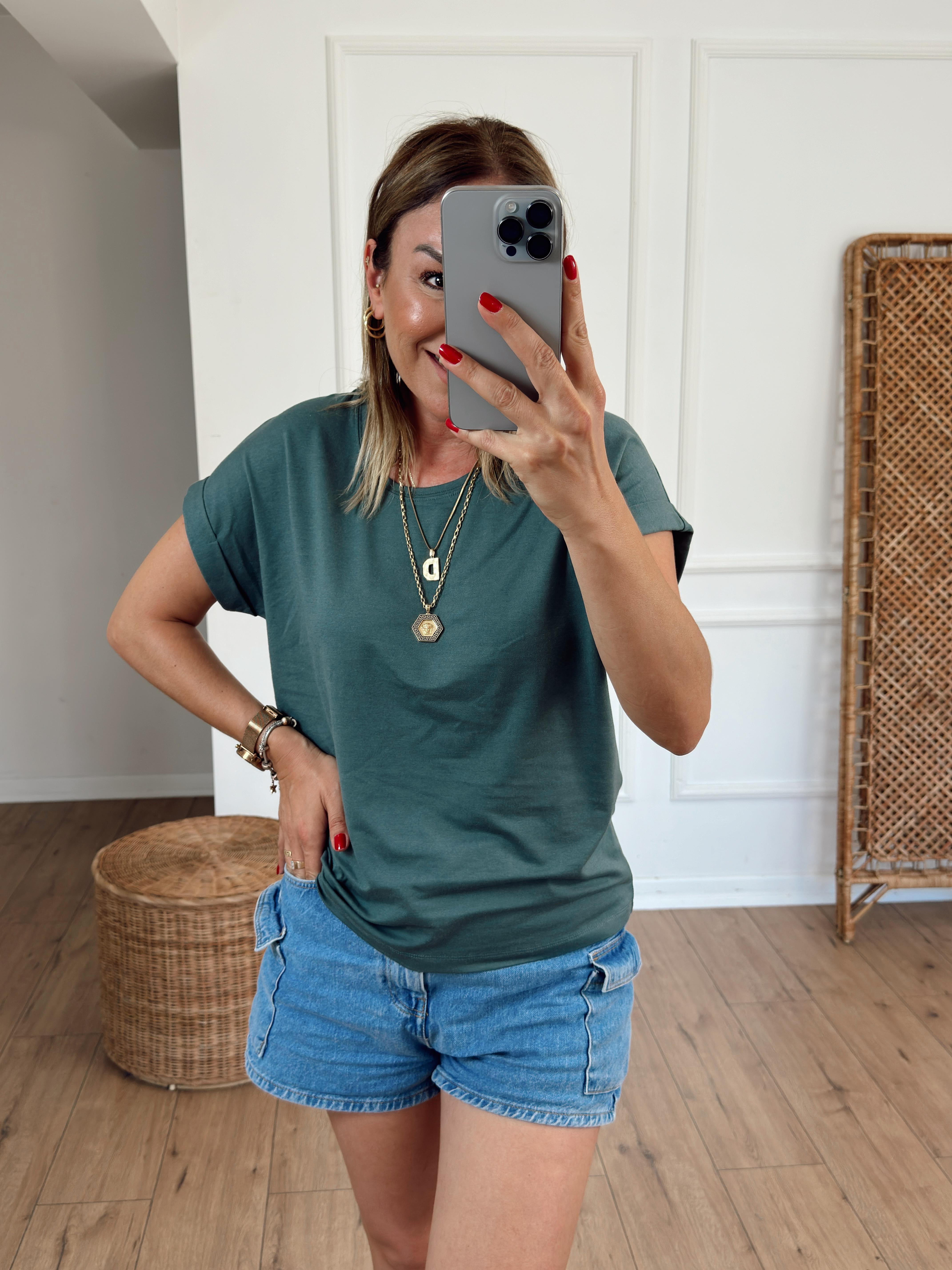 Bisiklet Yaka Kolsuz Tshirt KOYU YEŞİL