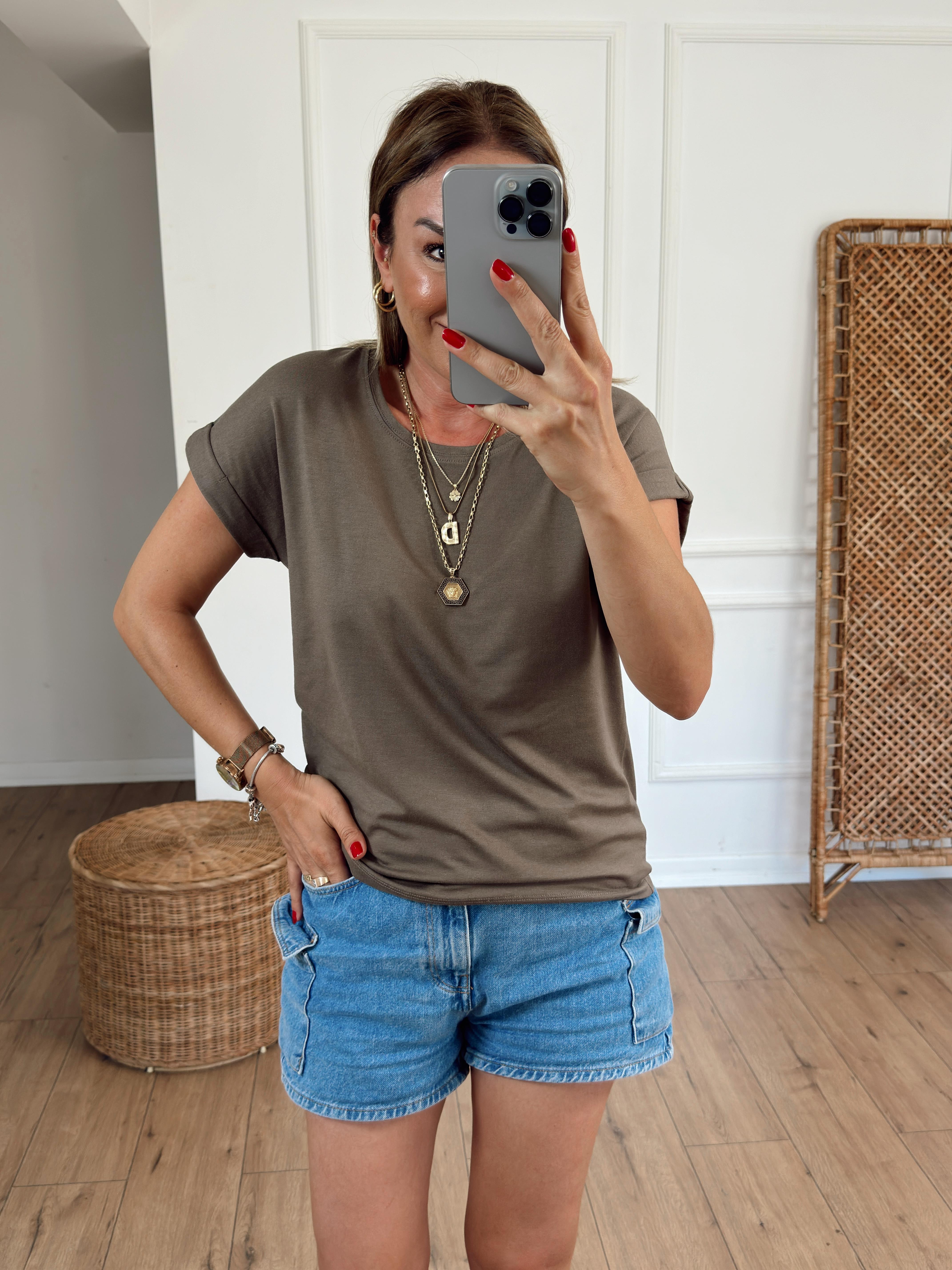 Bisiklet Yaka Kolsuz Tshirt VİZON