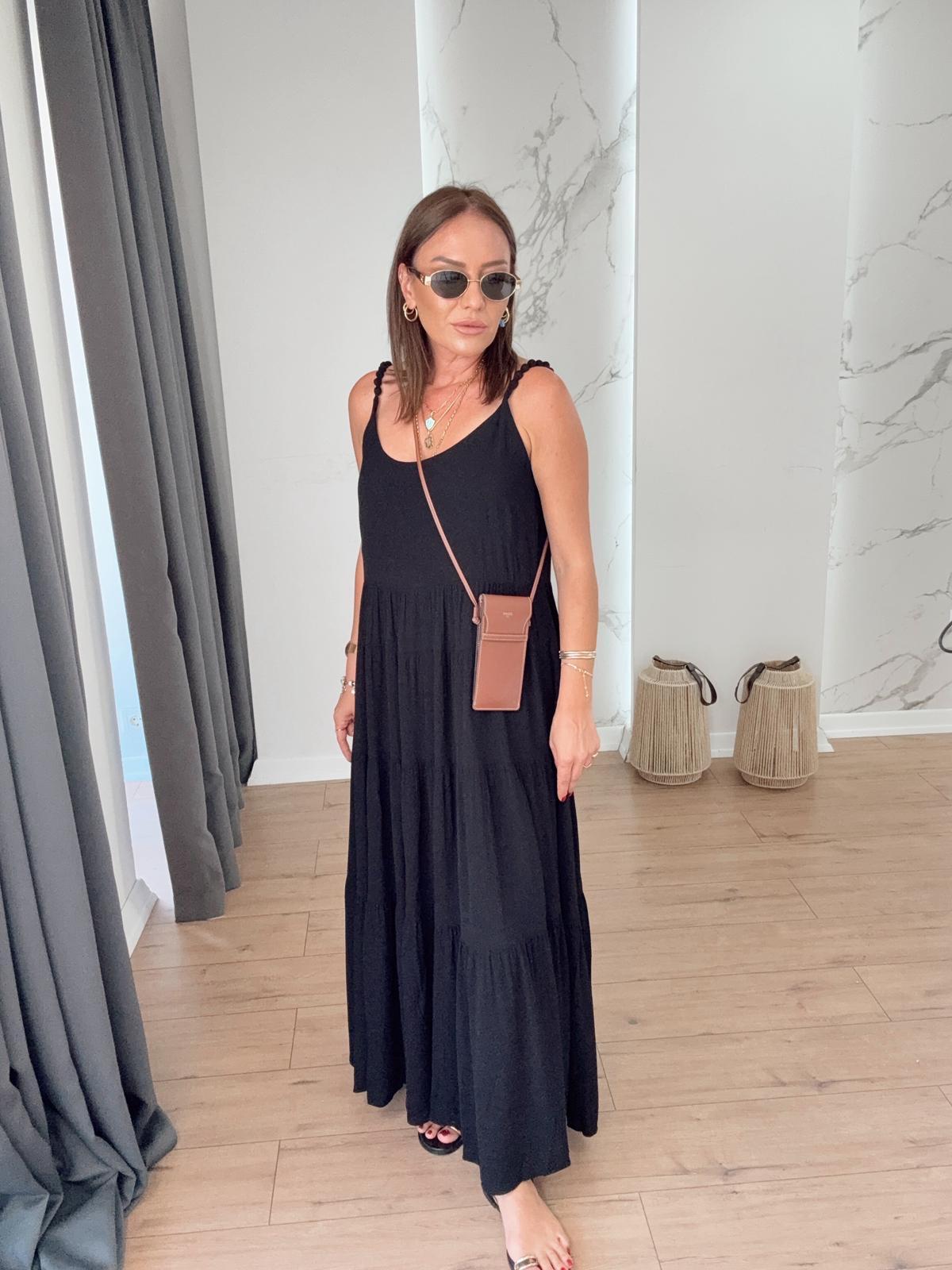 Boncuk Detaylı Elbise SİYAH