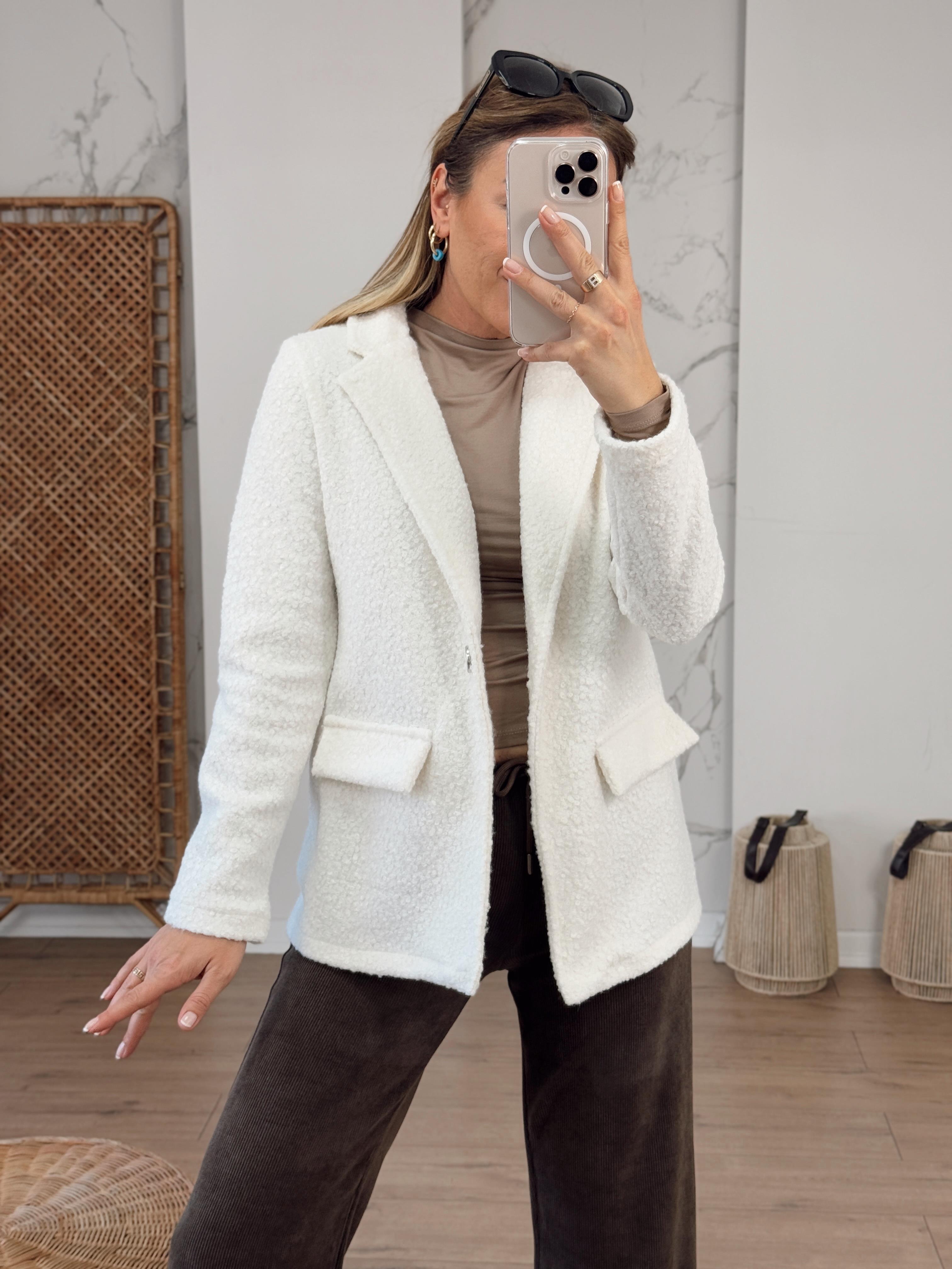 Buklet Kumaş Blazer Ceket EKRU