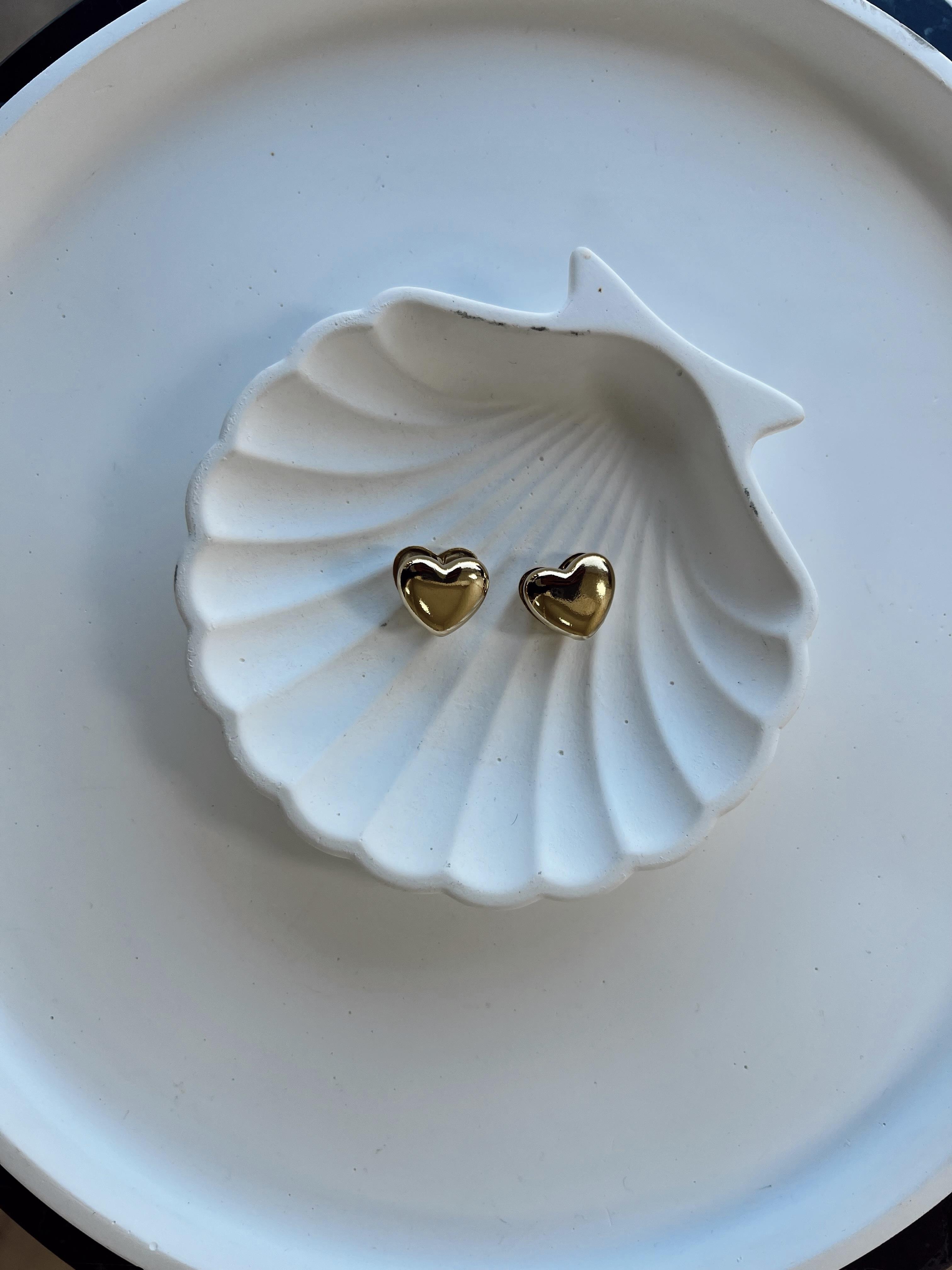 Çift Taraflı Kalp Çelik Küpe GOLD