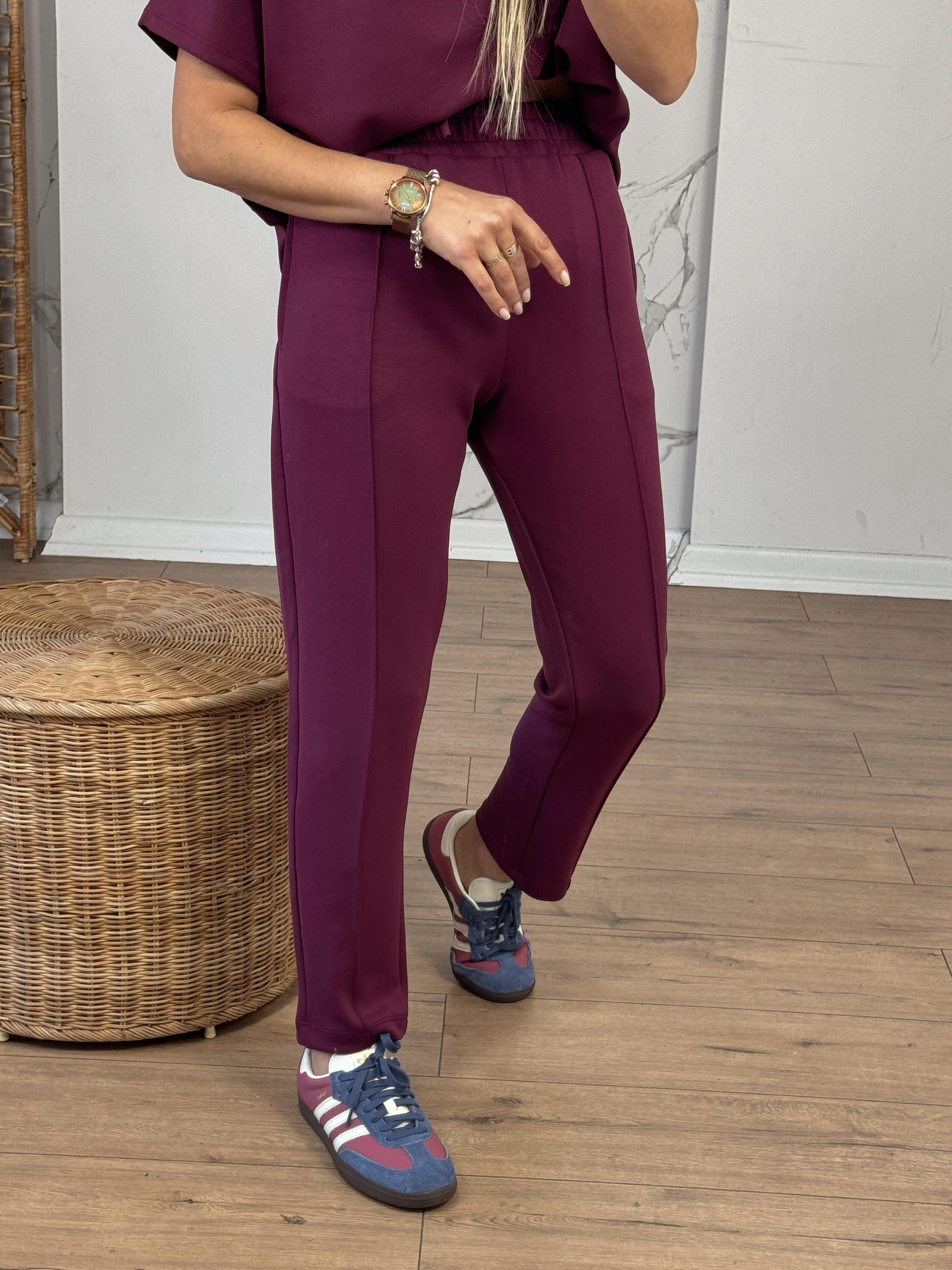 Cimalı Beli Bağcıklı Modal Pantolon BORDO