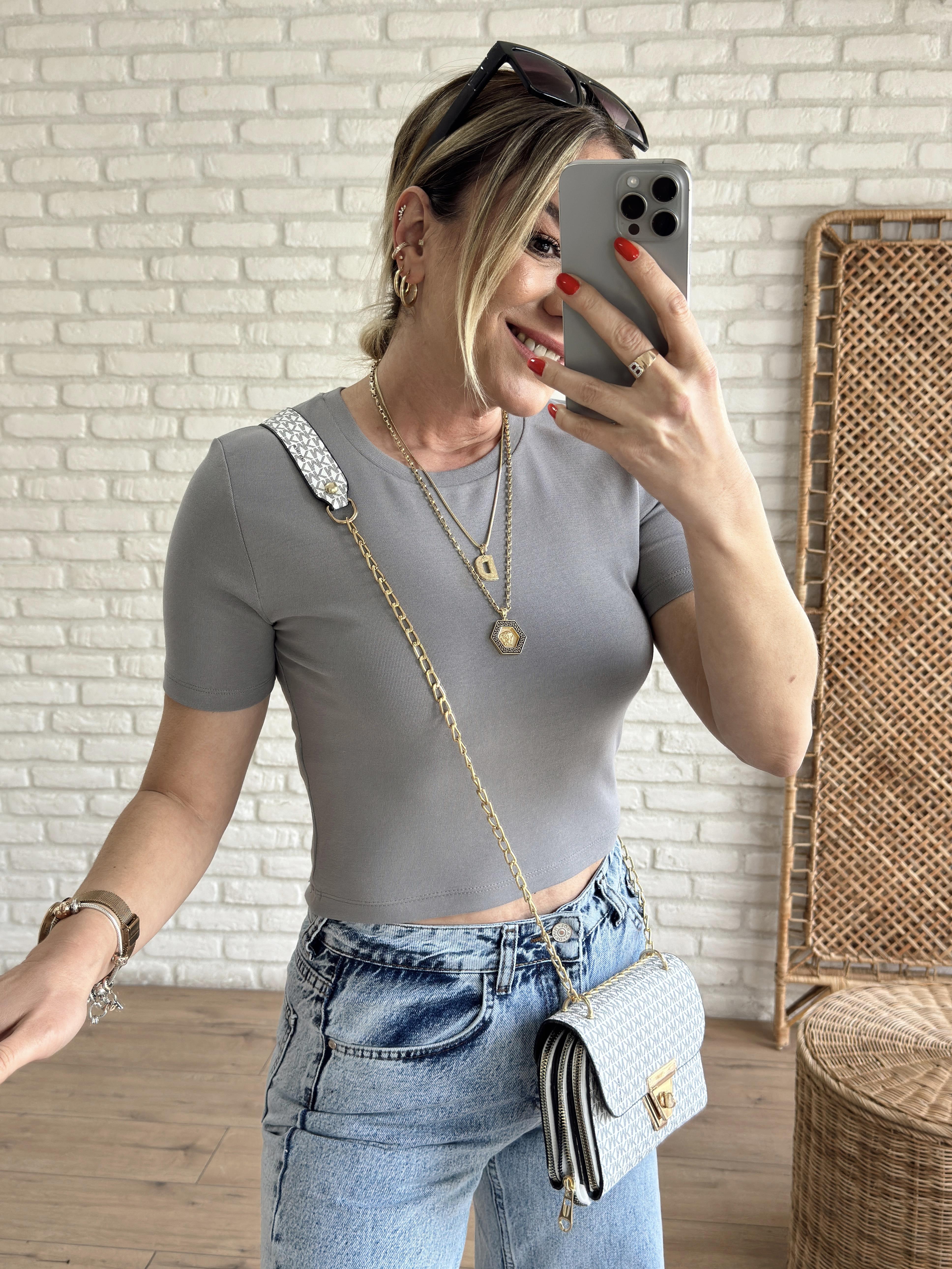 Crop Tshirt GRİ
