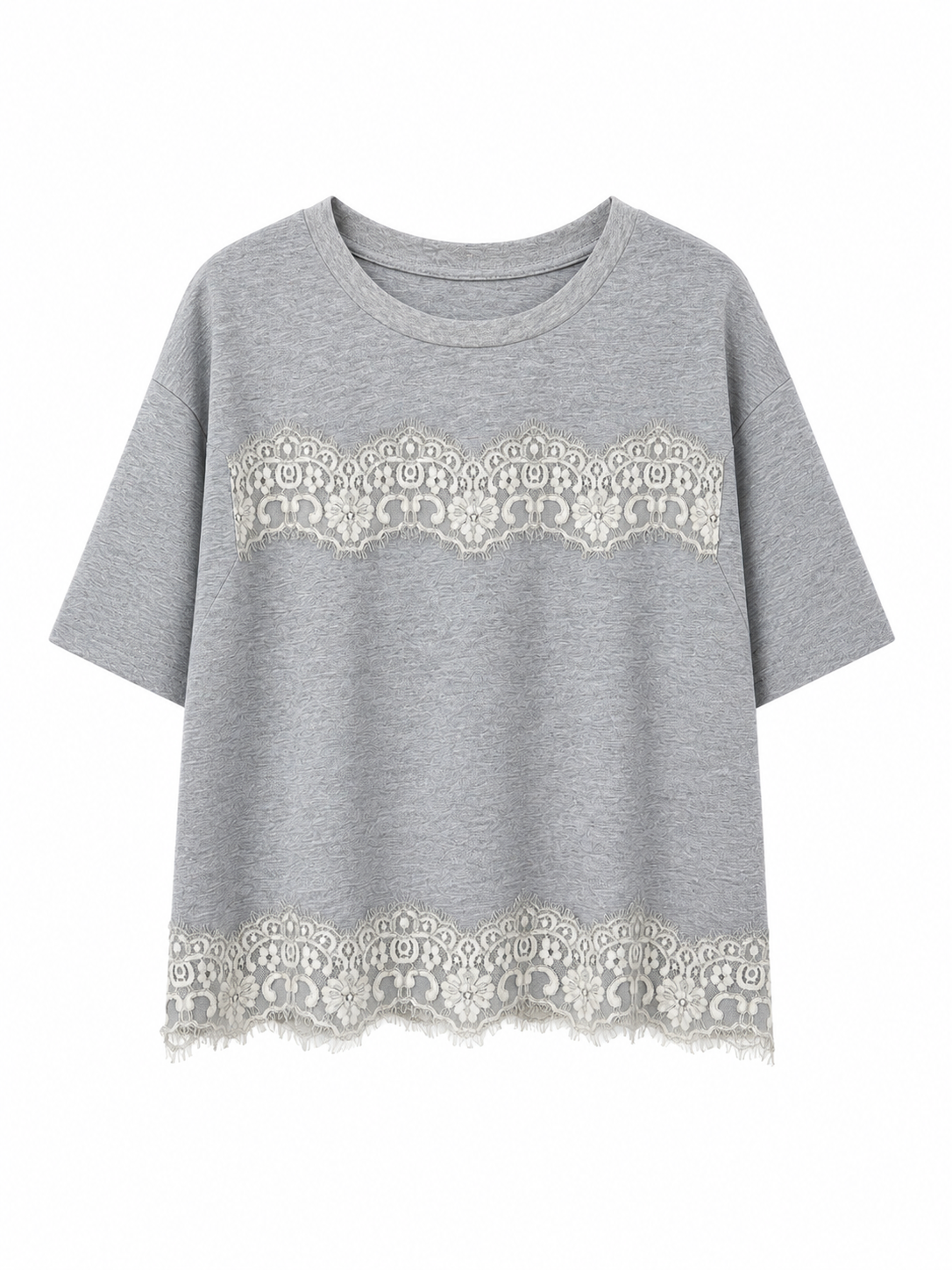Dantel Detaylı Tshirt GRİ