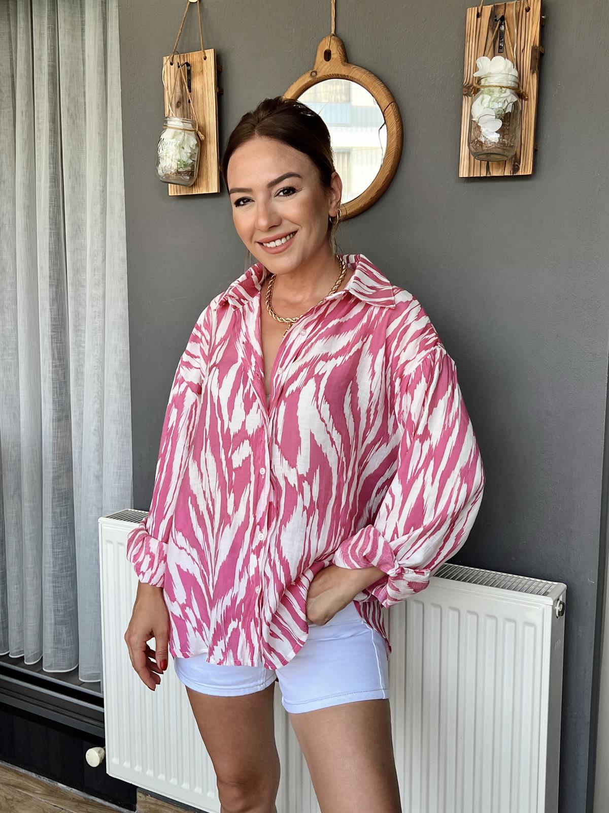 Desenli Oversize Gömlek FUSYA