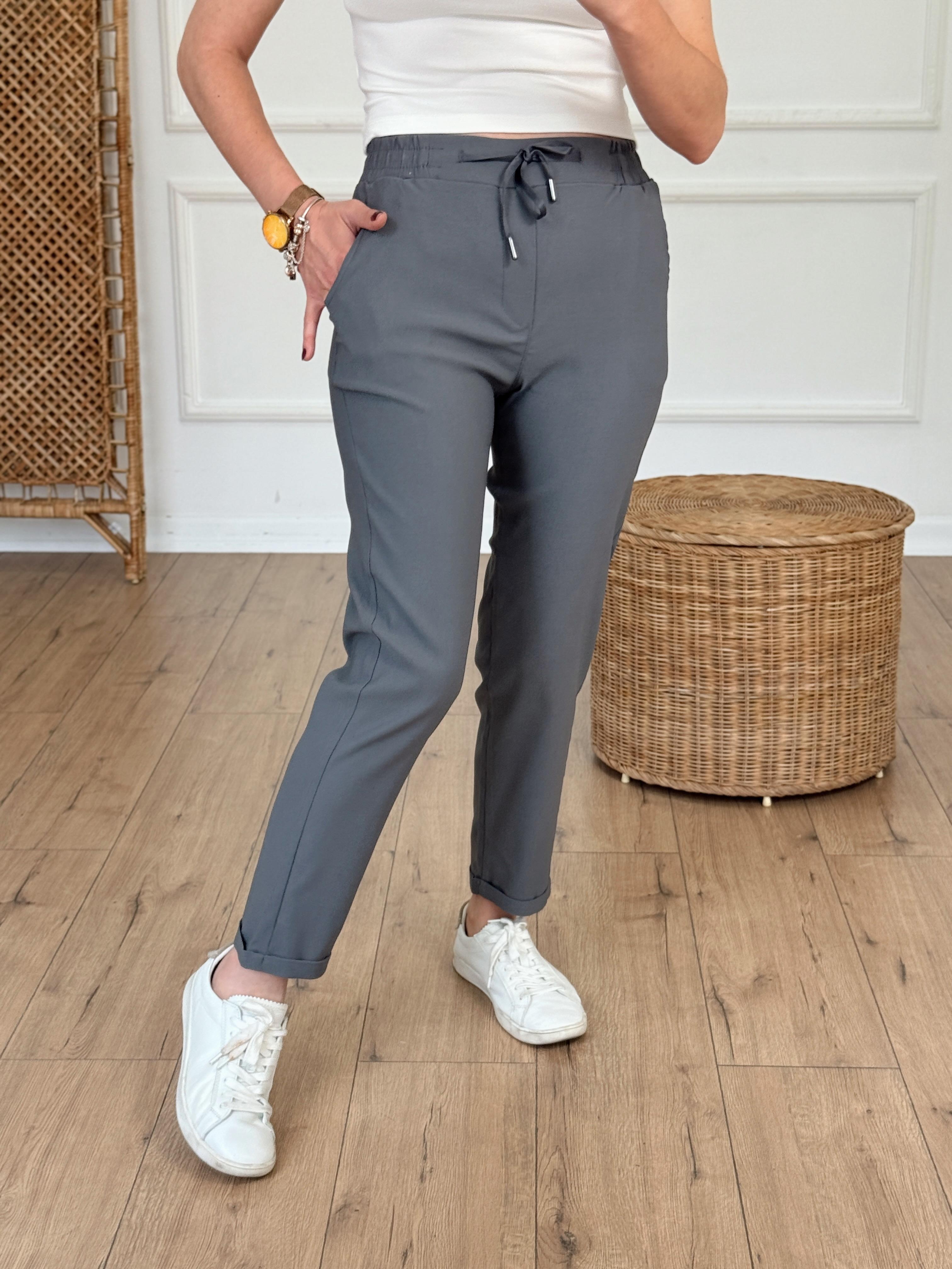 Duble Paça Likralı Pantolon GRİ