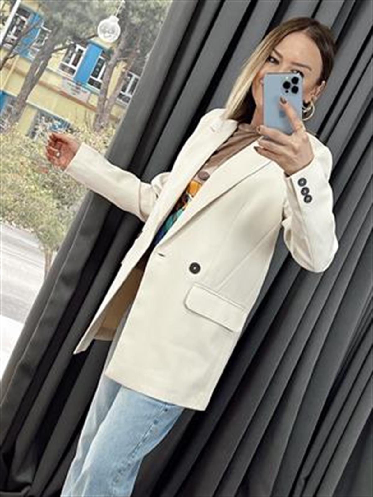 DÜĞME DETAYLI BLAZER CEKET BEJ