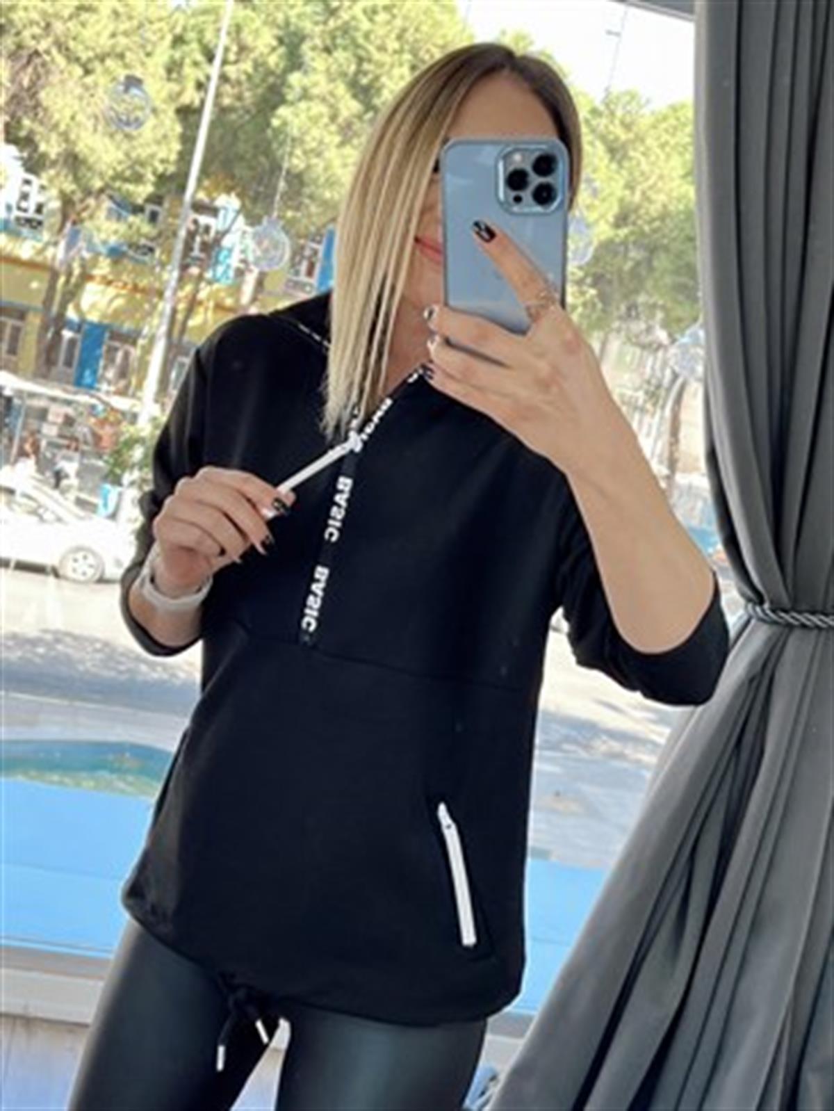 FERMUAR DETAYLI SWEAT SİYAH