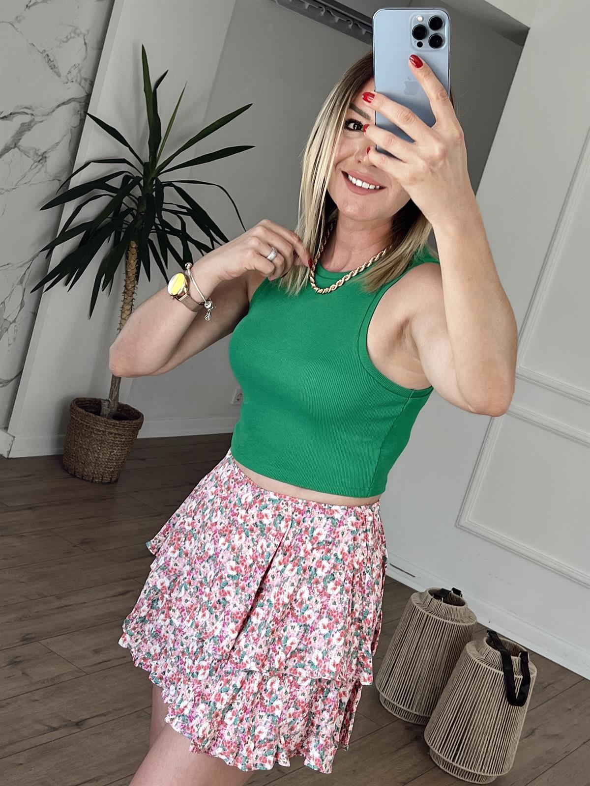 Fitilli Halter Yaka Crop YEŞİL
