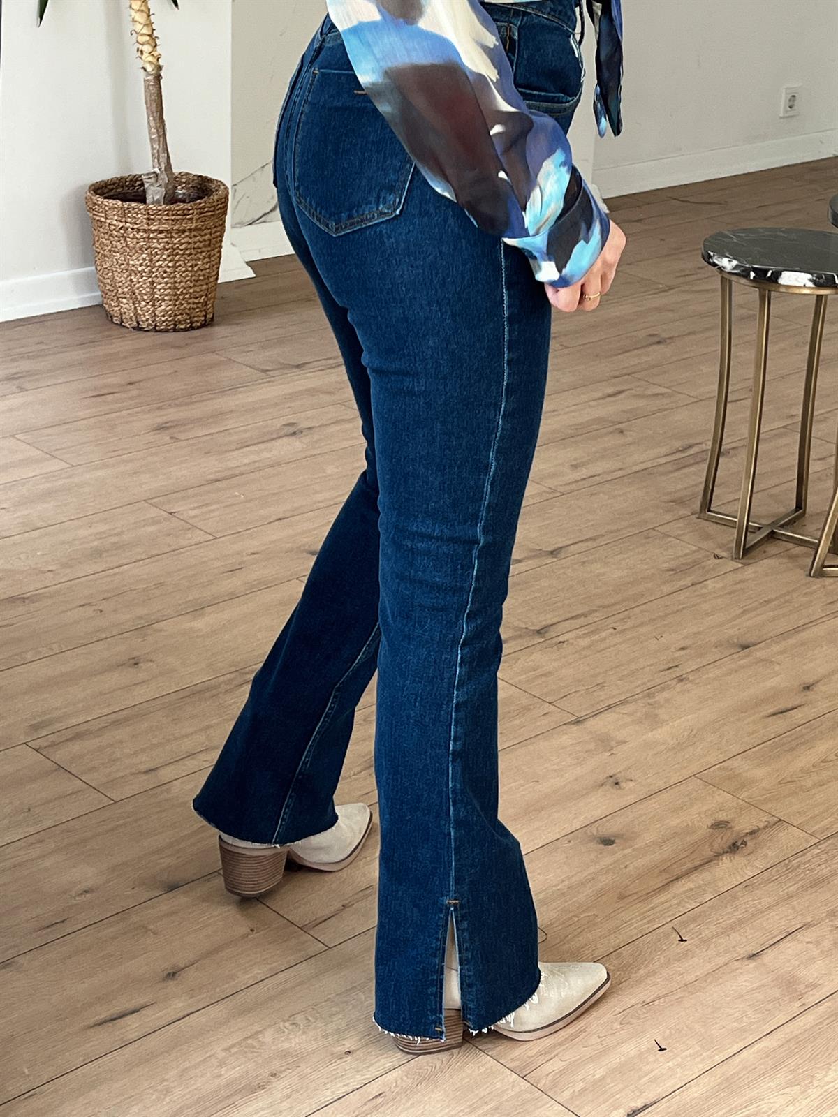 Flare Paça Yırtmaçlı Jean LACİVERT