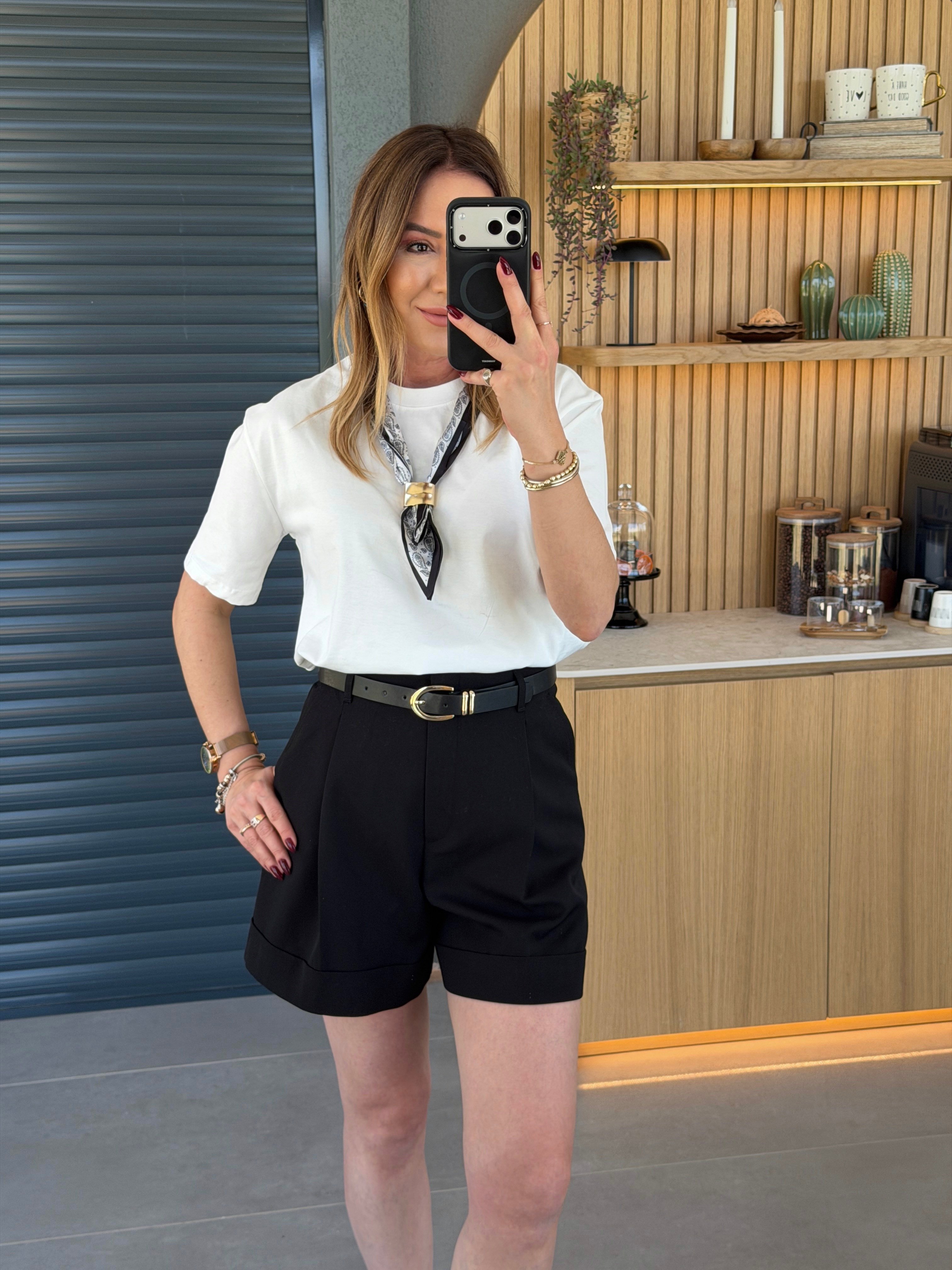 Fular Detaylı Tshirt BEYAZ