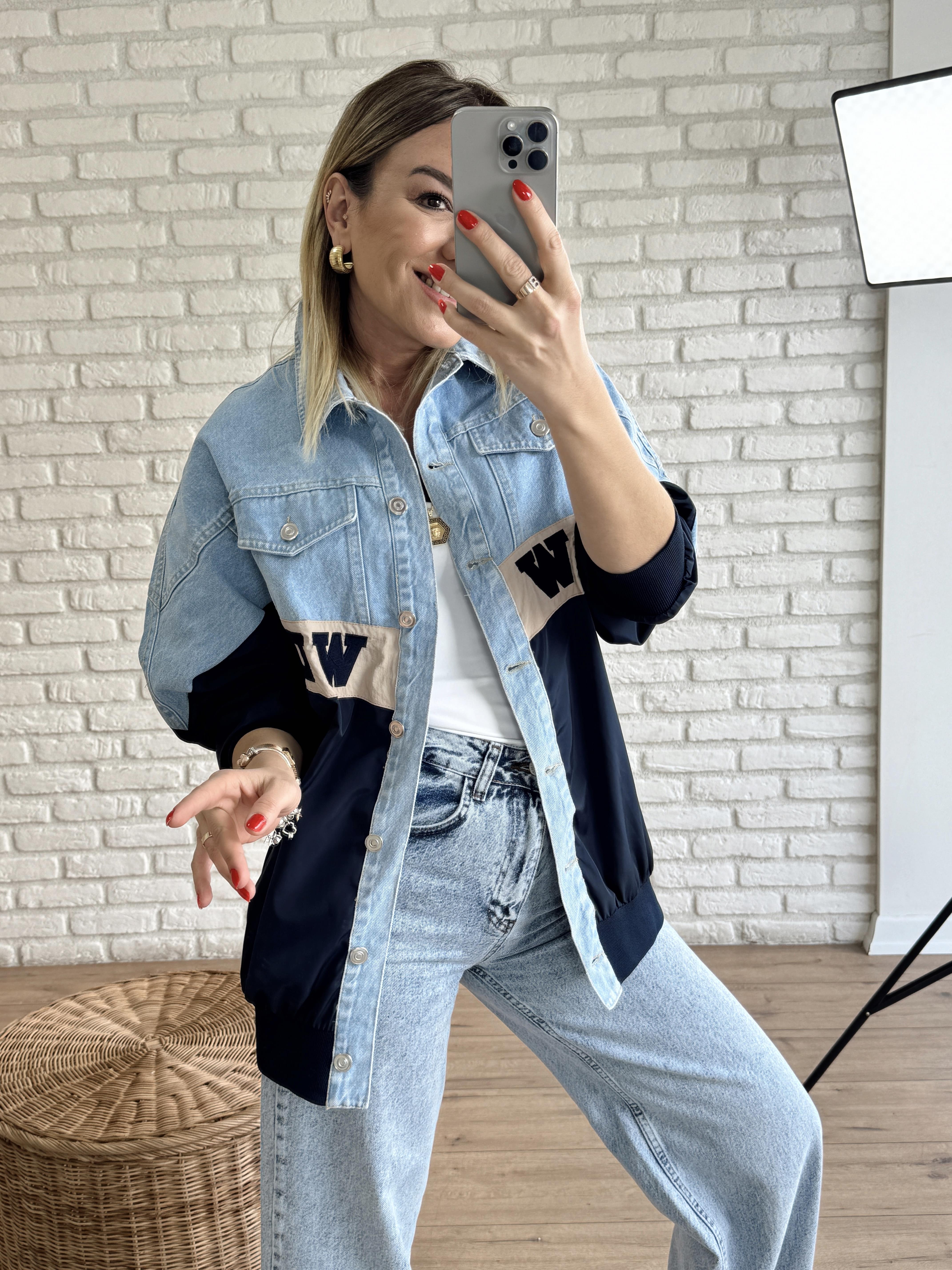 Garnili Tasarım Kot Ceket LACİVERT