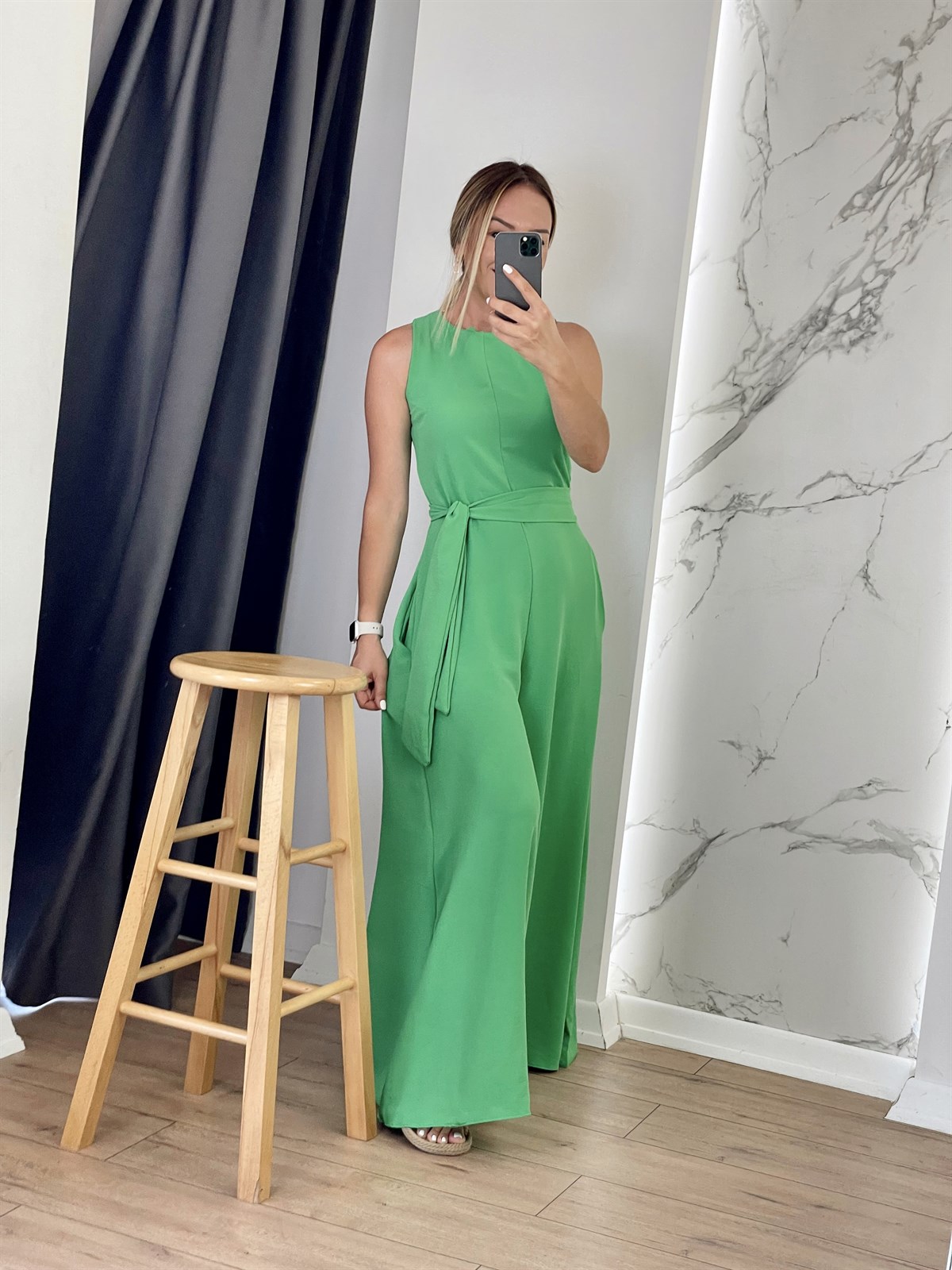 Geniş Paça Salaş Tulum Yeşil