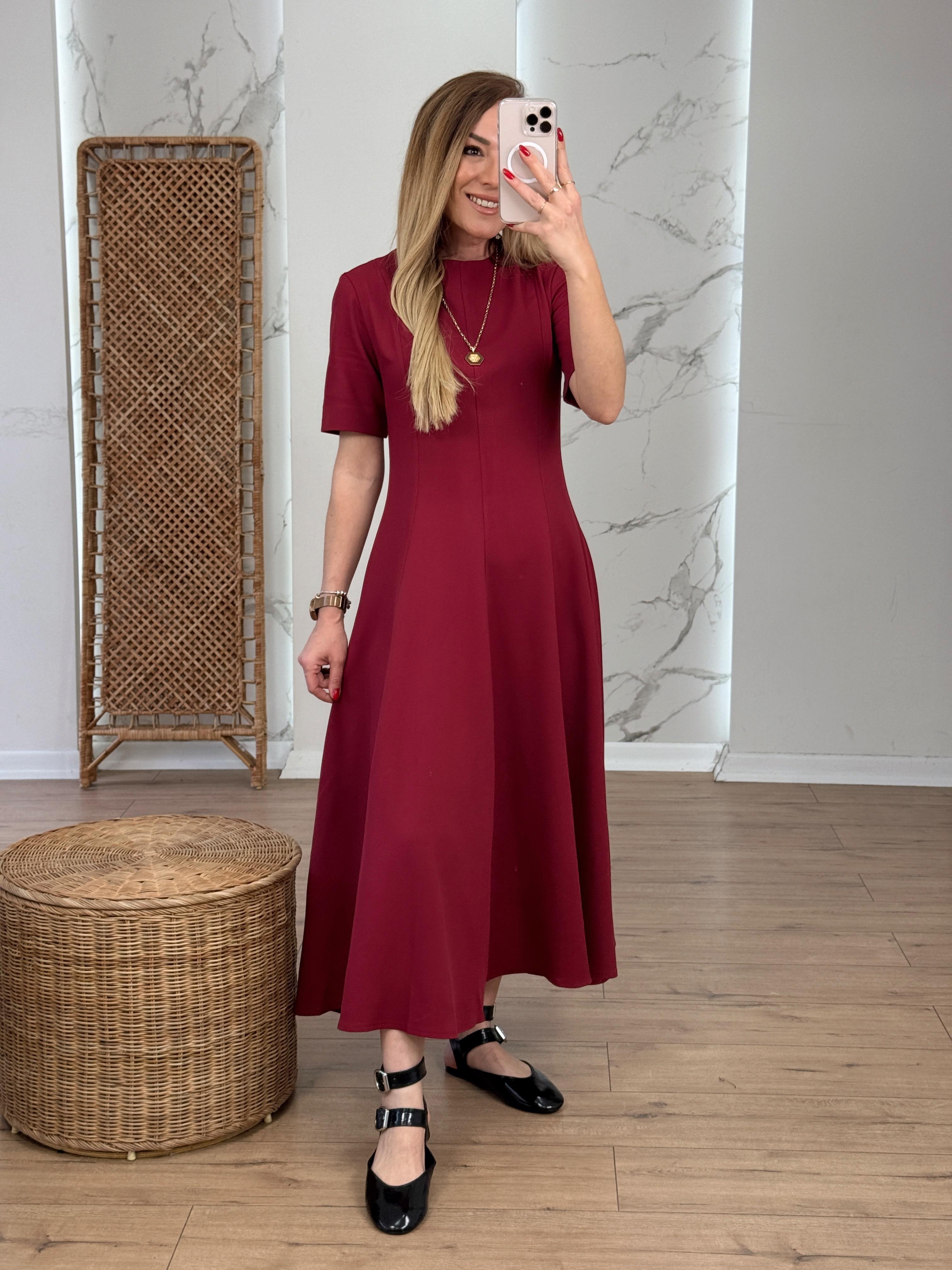 Godeli Midi Elbise BORDO