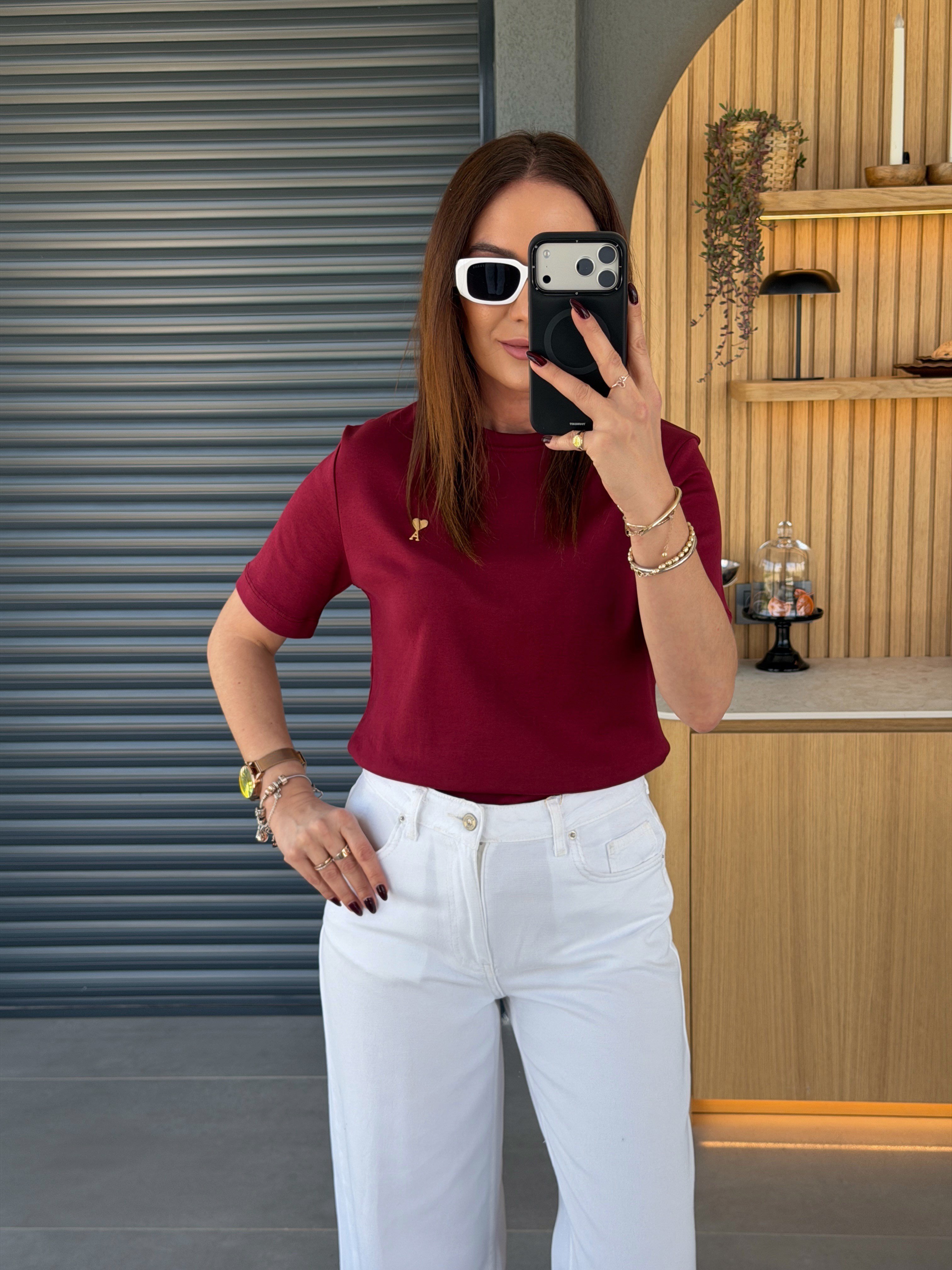 Gold Metal Kalpli Tshirt BORDO