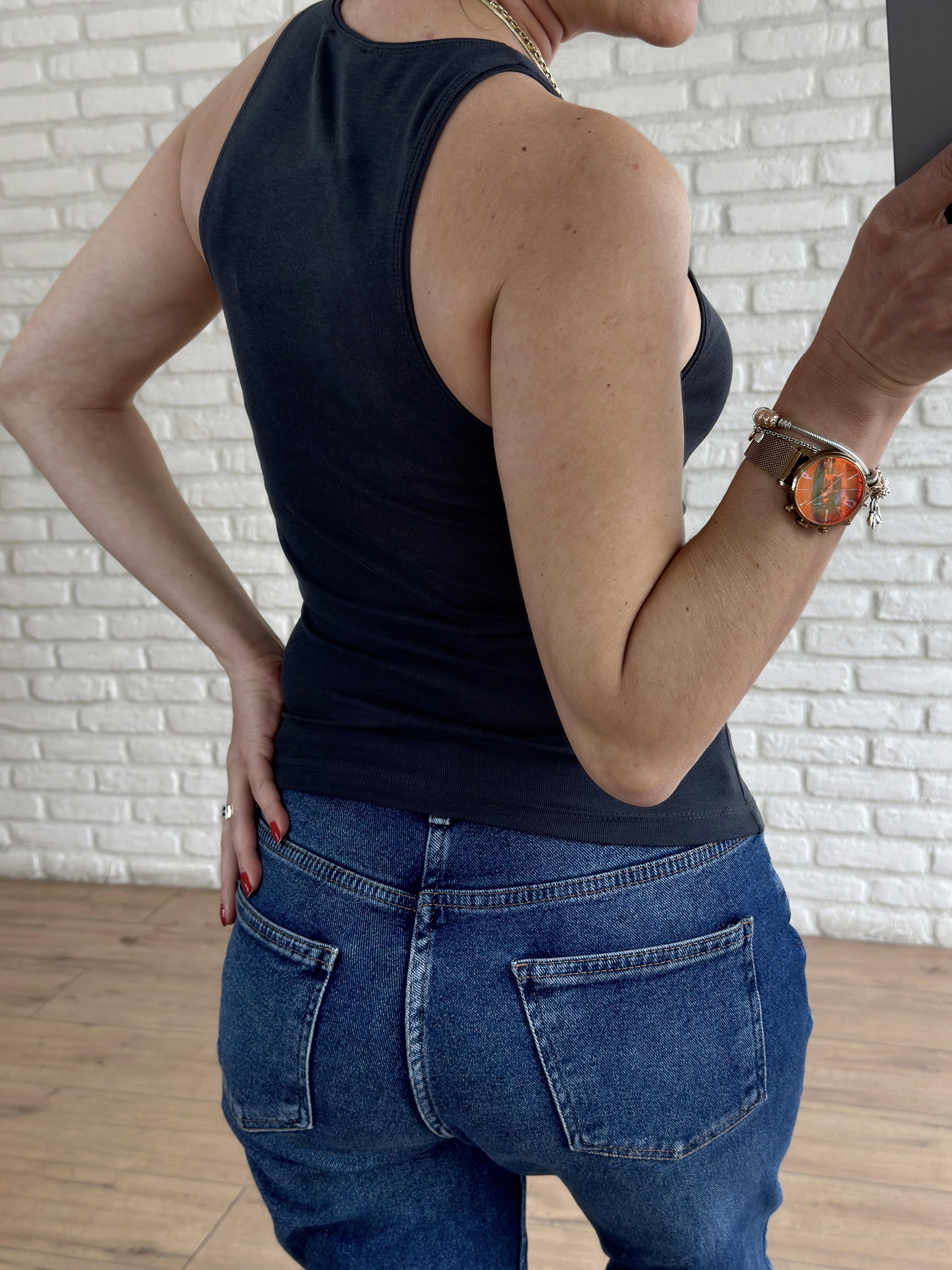 Halter Yaka Basic Tshirt ANTRASİT