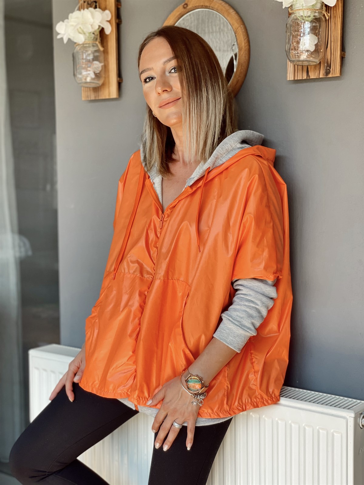 ci Sweat Kapu onlu Ya murluk Orange
