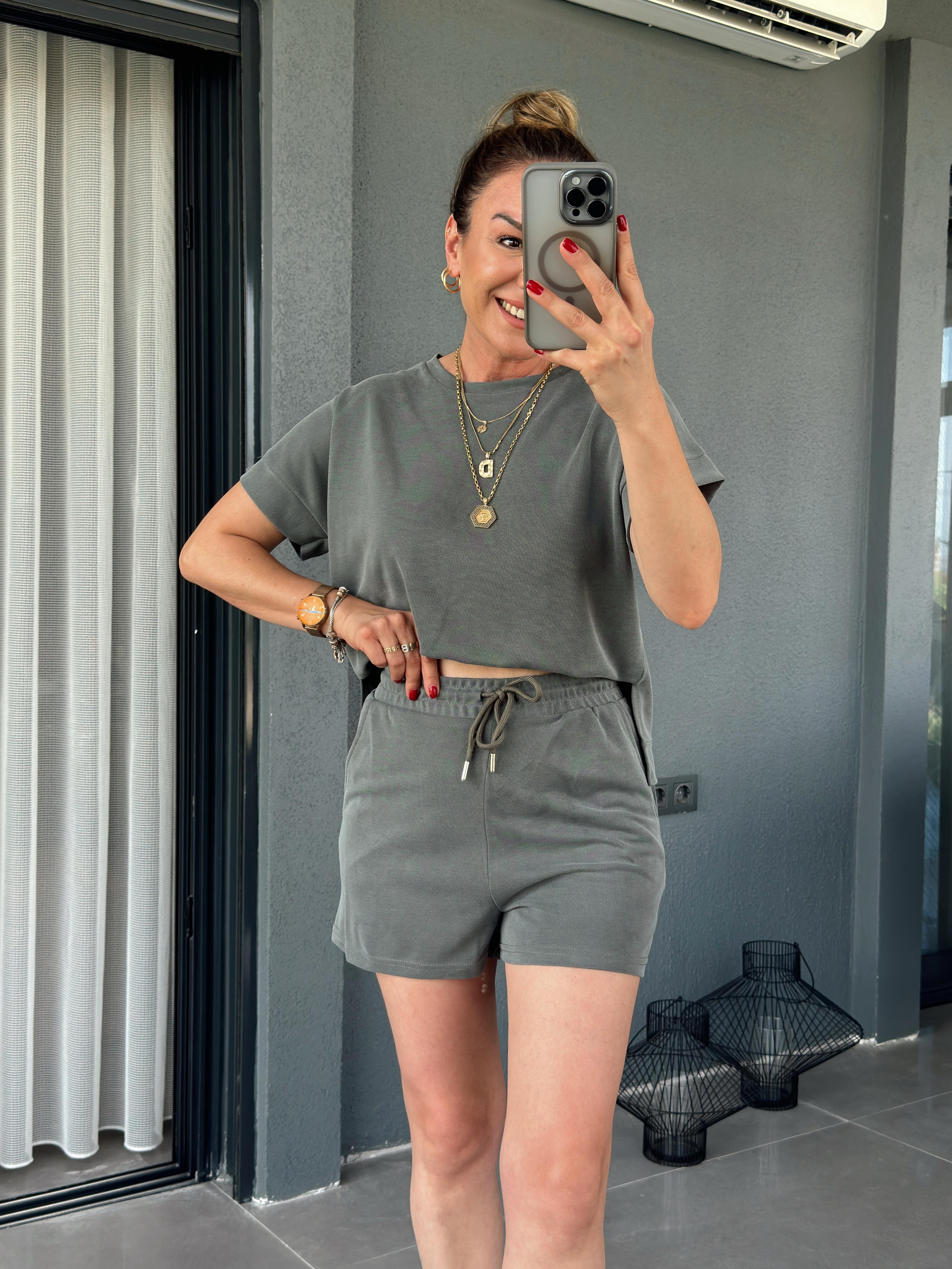 İkili Modal Şort Takım HAKİ