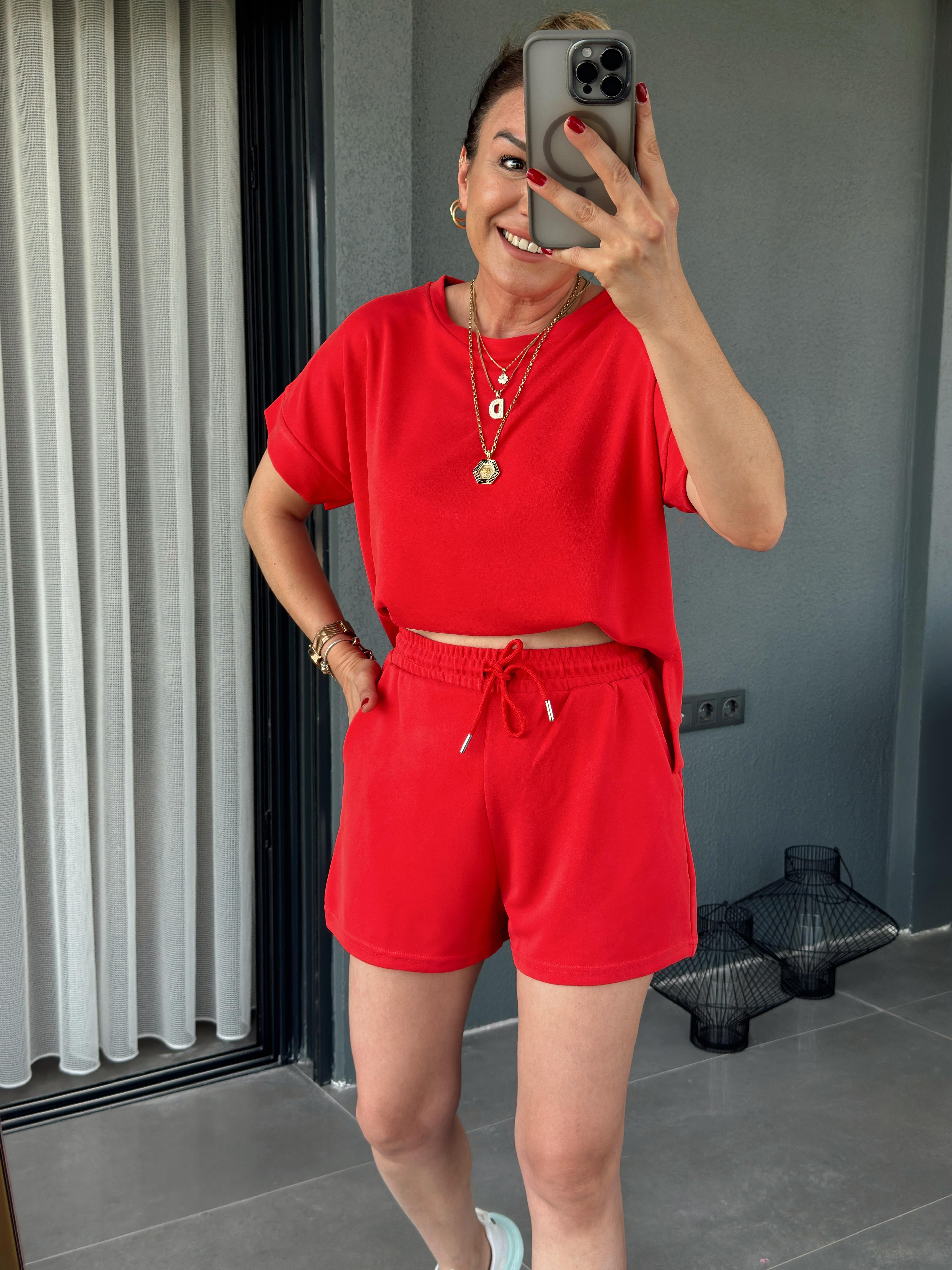 İkili Modal Şort Takım NAR ÇİÇEĞİ