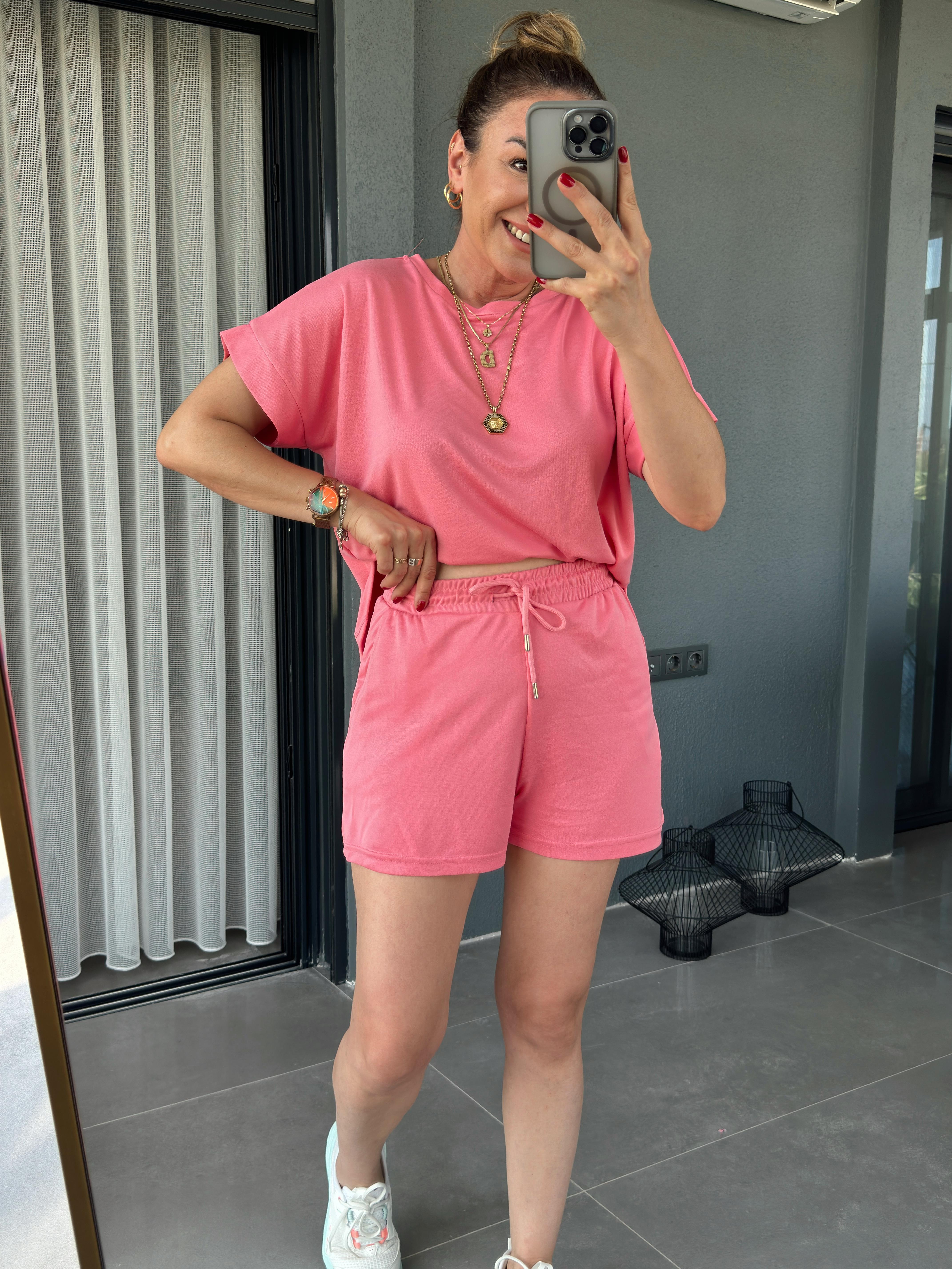 İkili Modal Şort Takım PEMBE