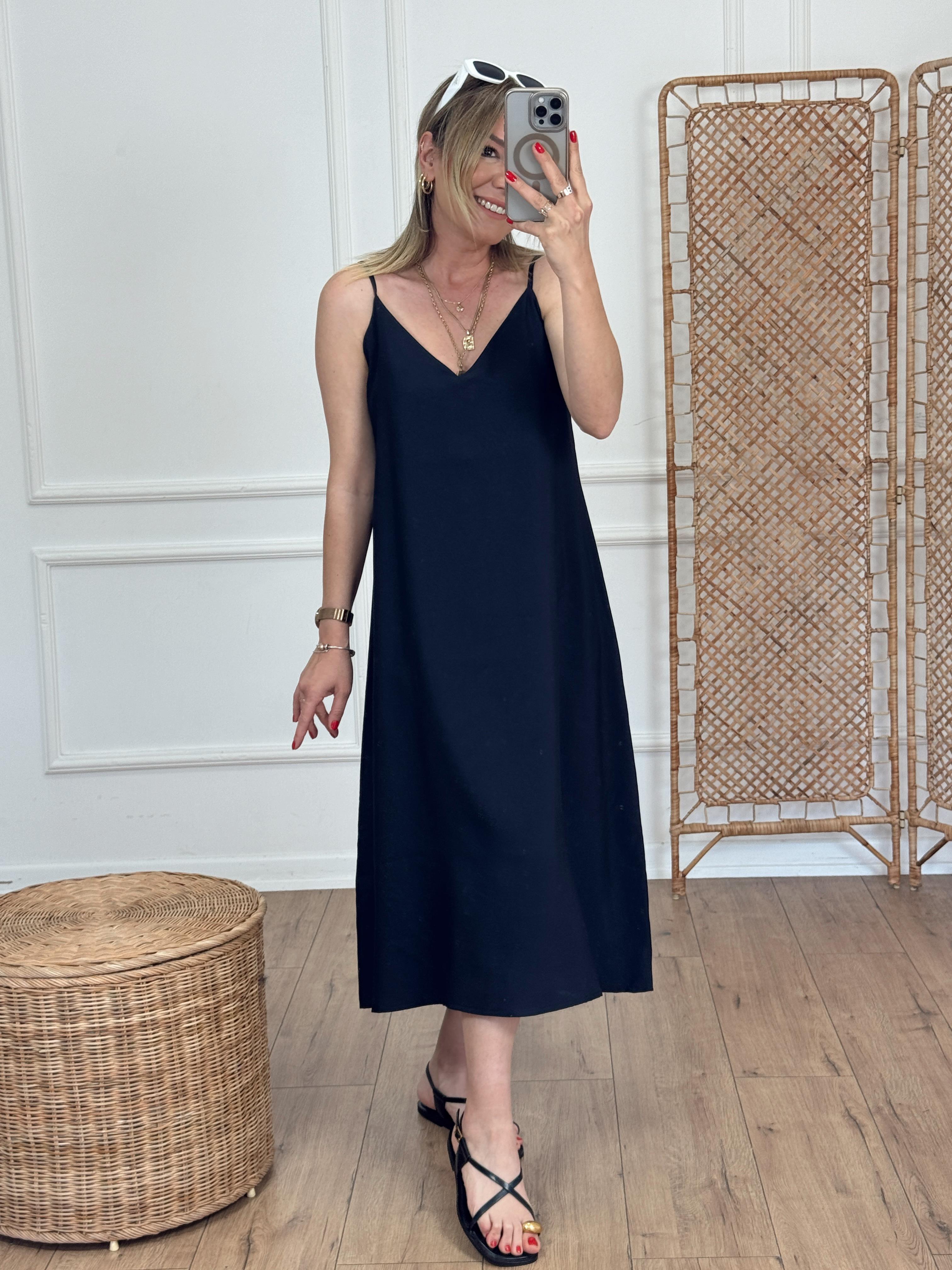 İnce Askılı Salaş Elbise SİYAH